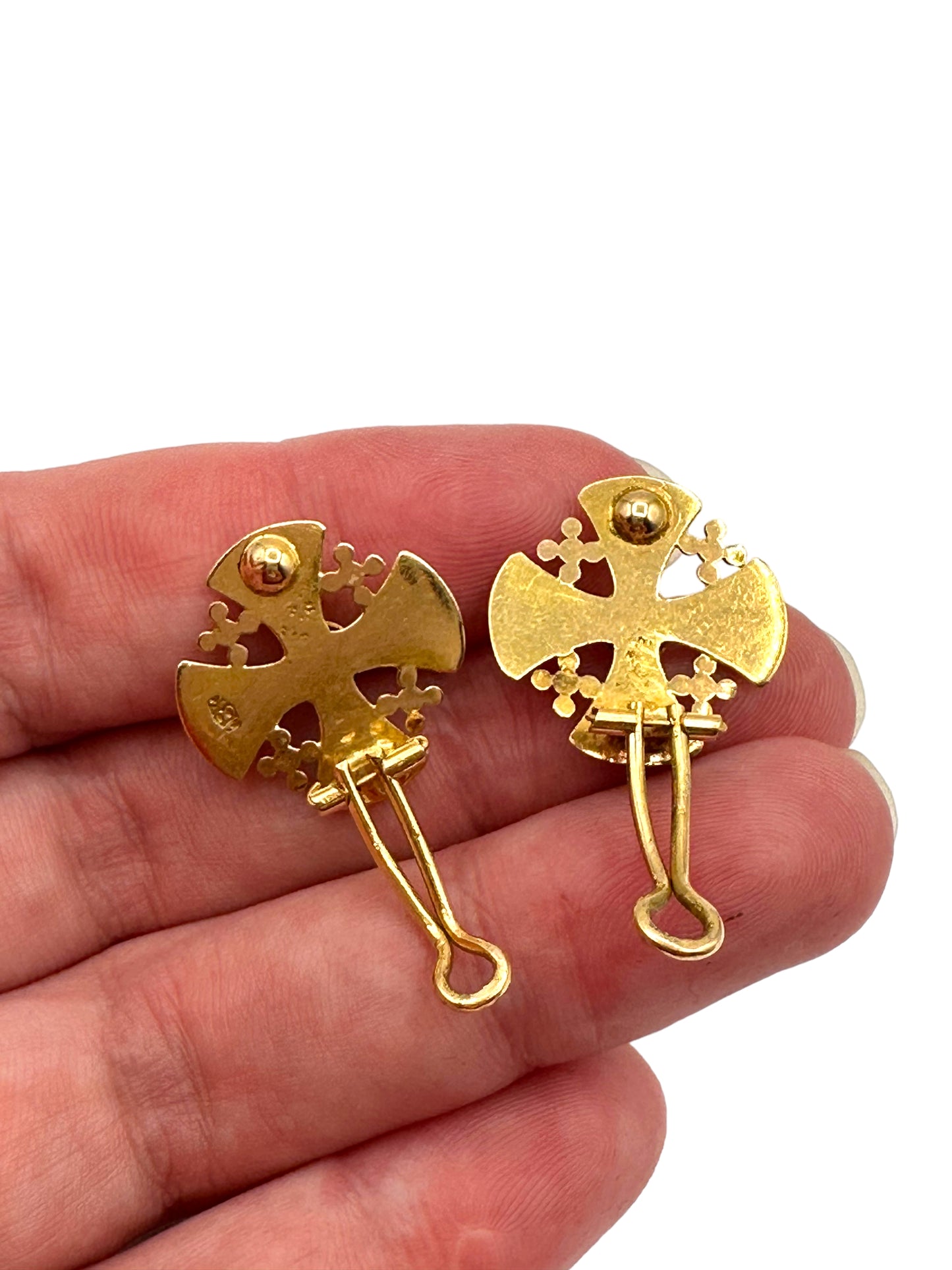 18k Clip-on Cross Earrings
