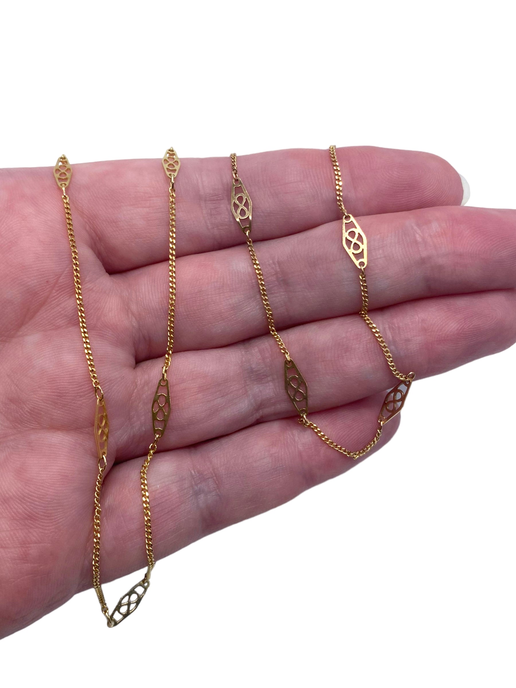 14k Fancy Link Necklace and Bracelet Set