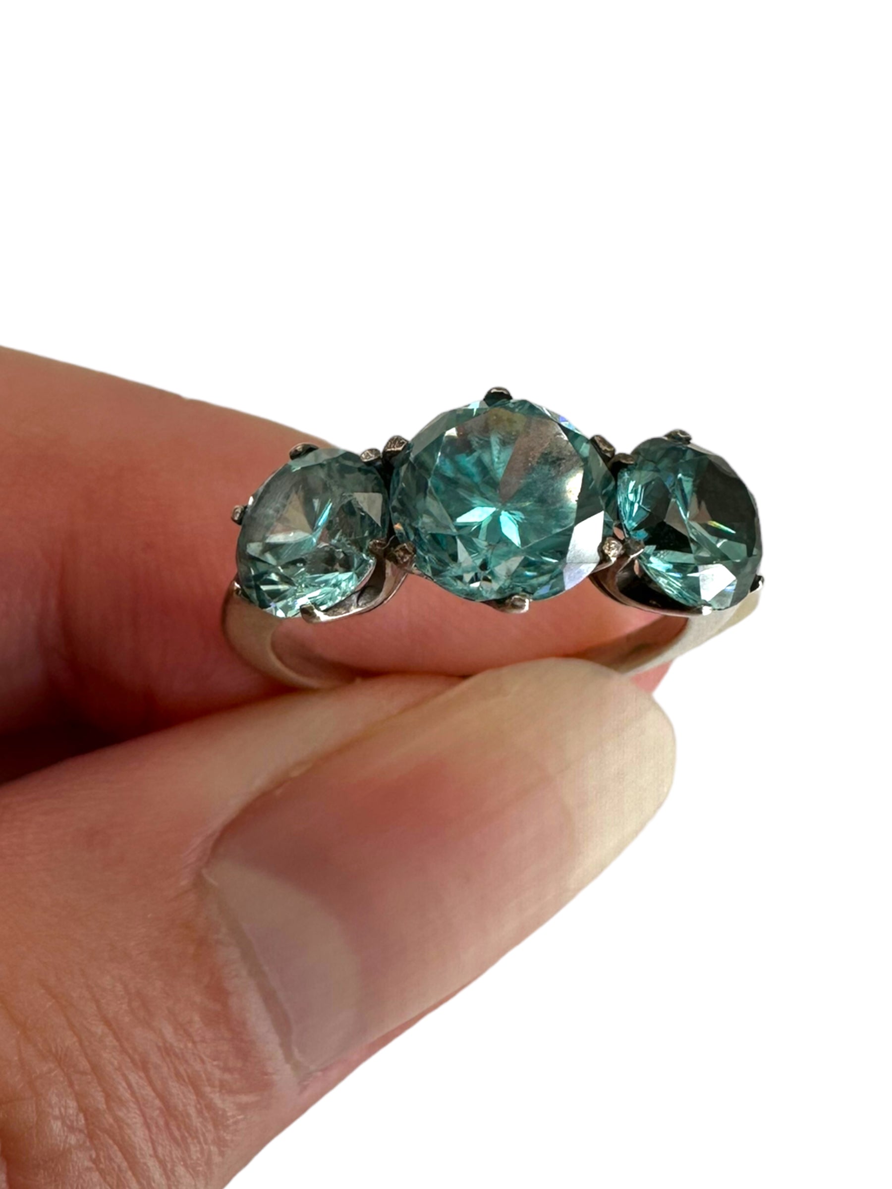 Silver Blue Zircon Ring
