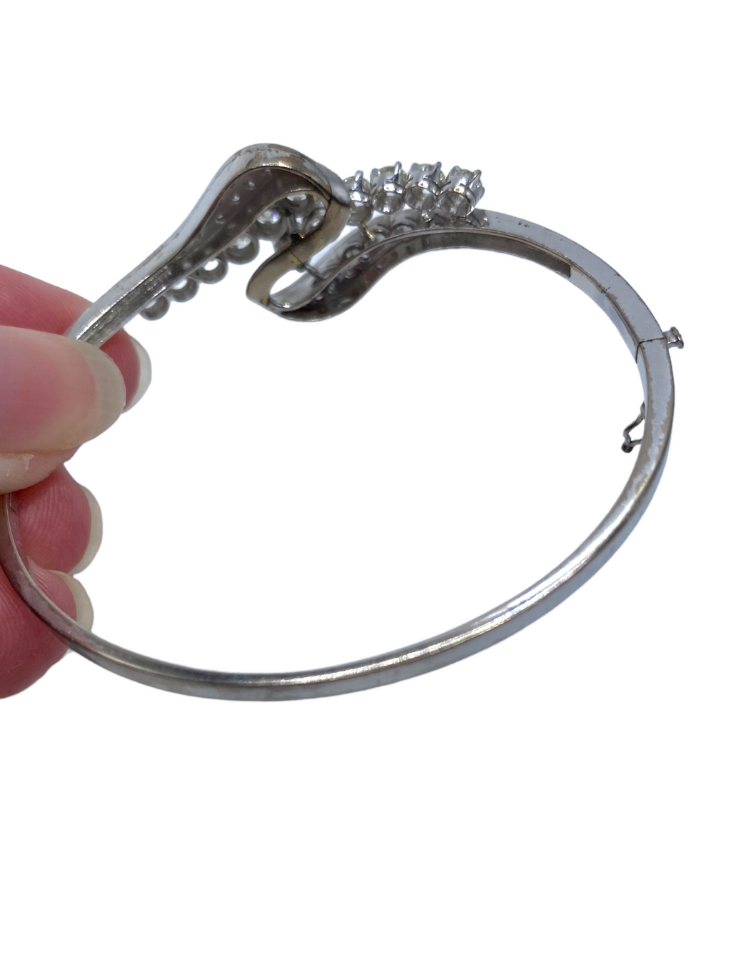 Silver Palladium Diamond Bangle Bracelet