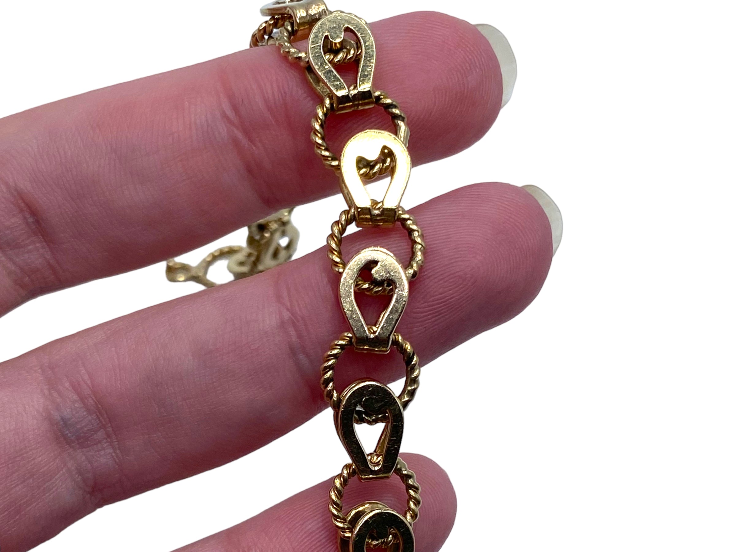 14k Horseshoe Link Charm Bracelet