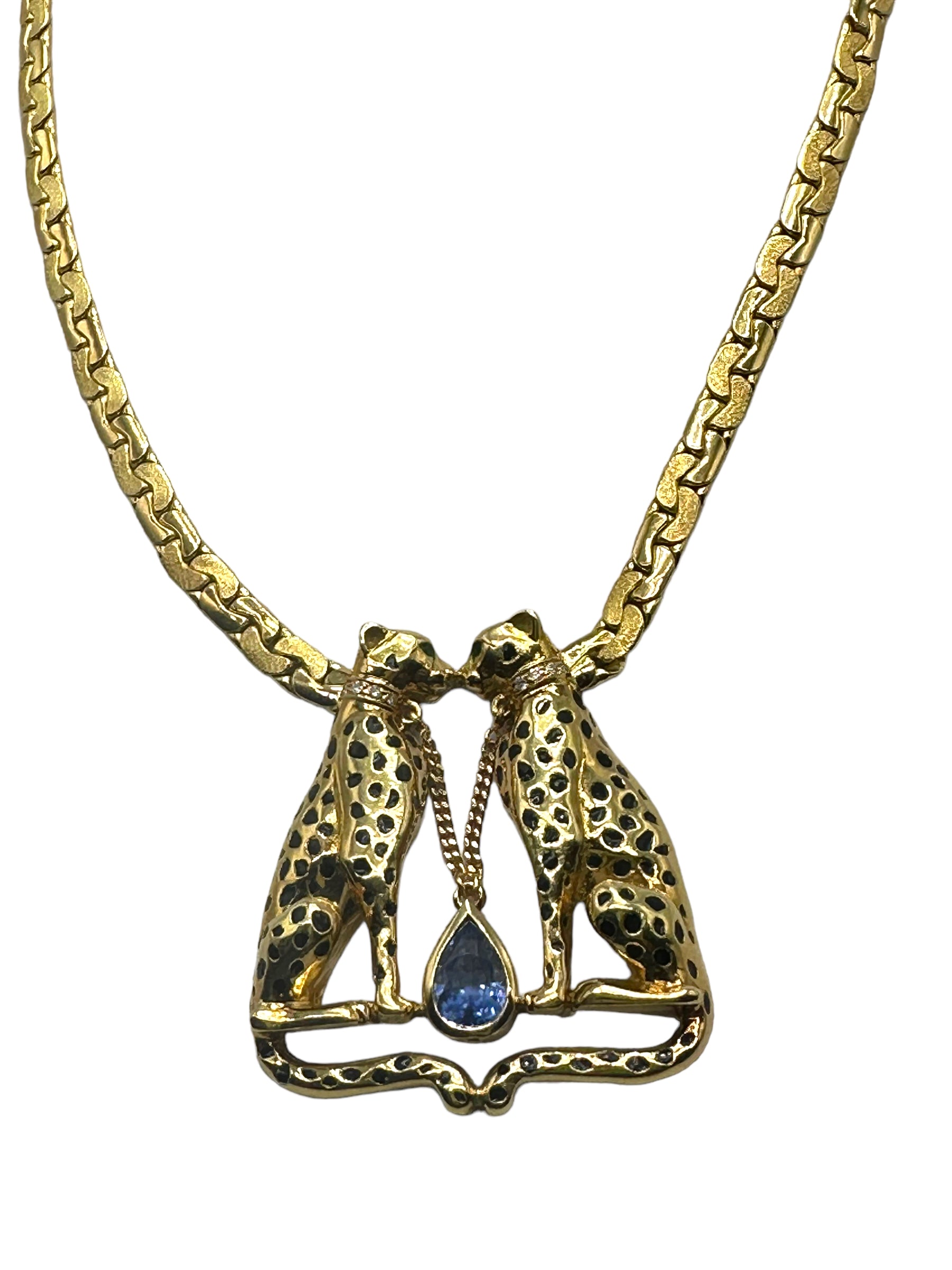 18k Dual Cheetahs Tanzanite Necklace