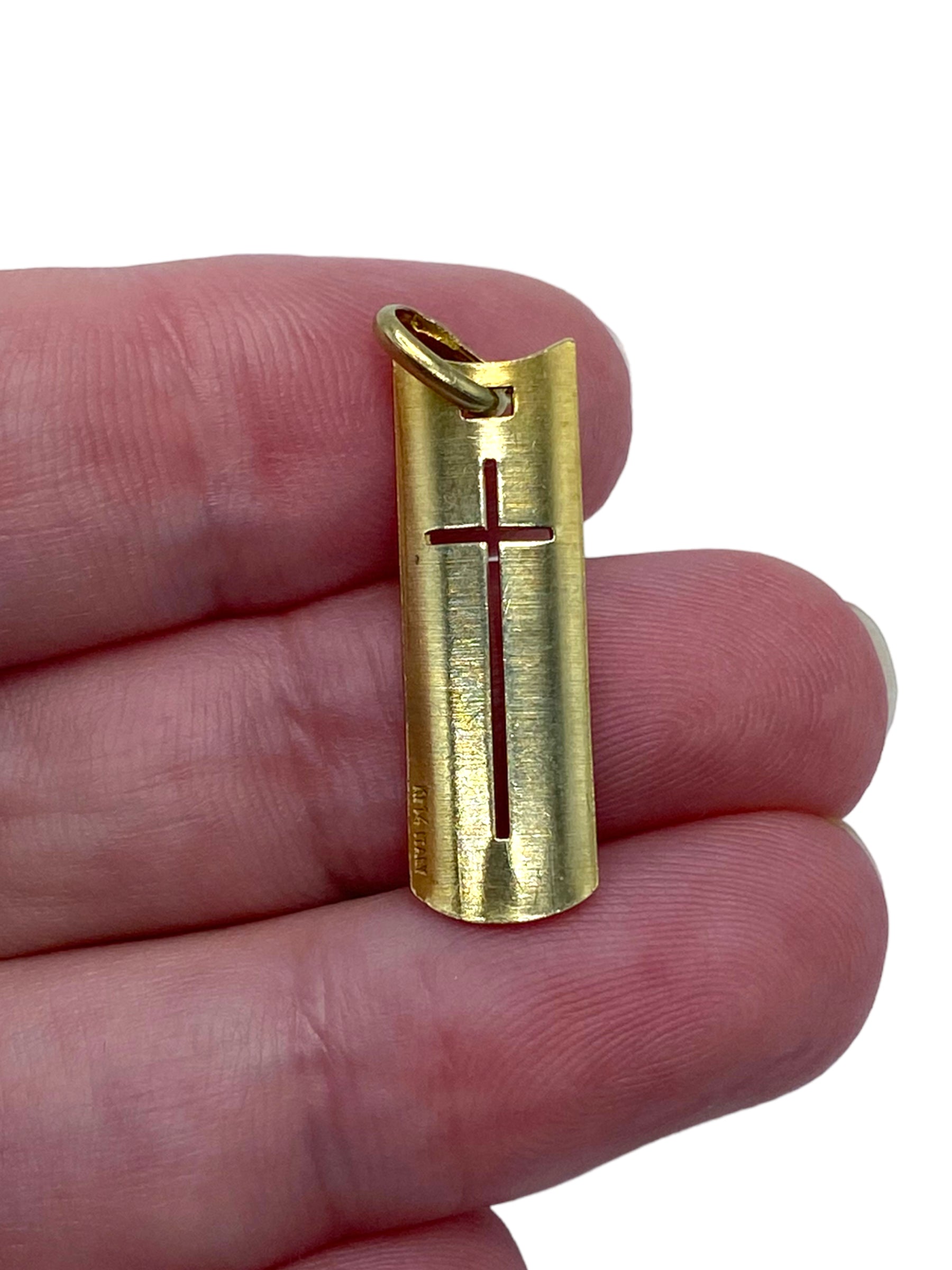 14k Cross Shield Pendant