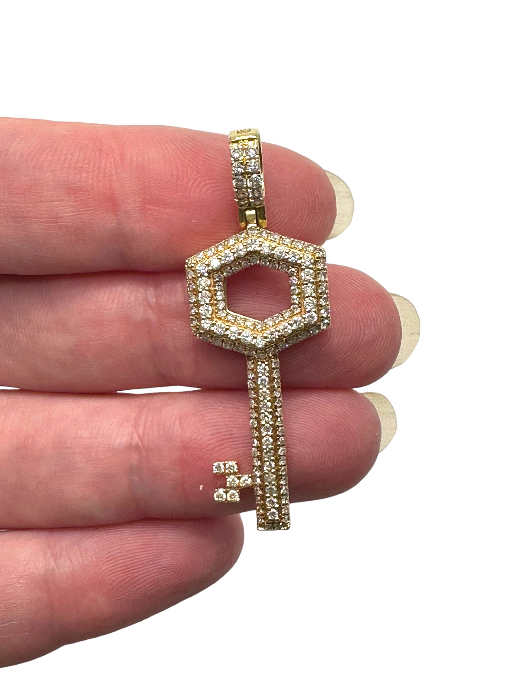 14k Diamond Key Pendant