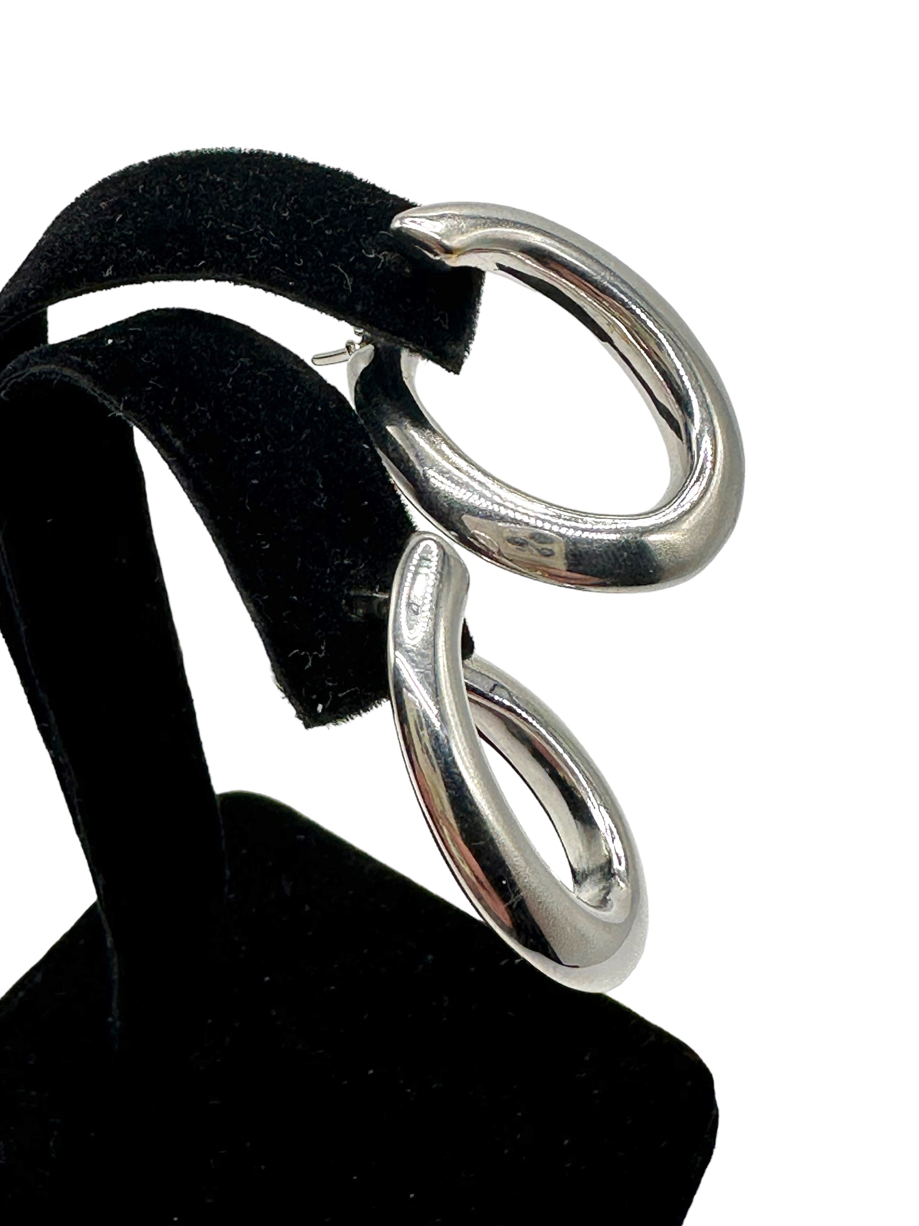 18k White Gold Offset Hoop Earrings