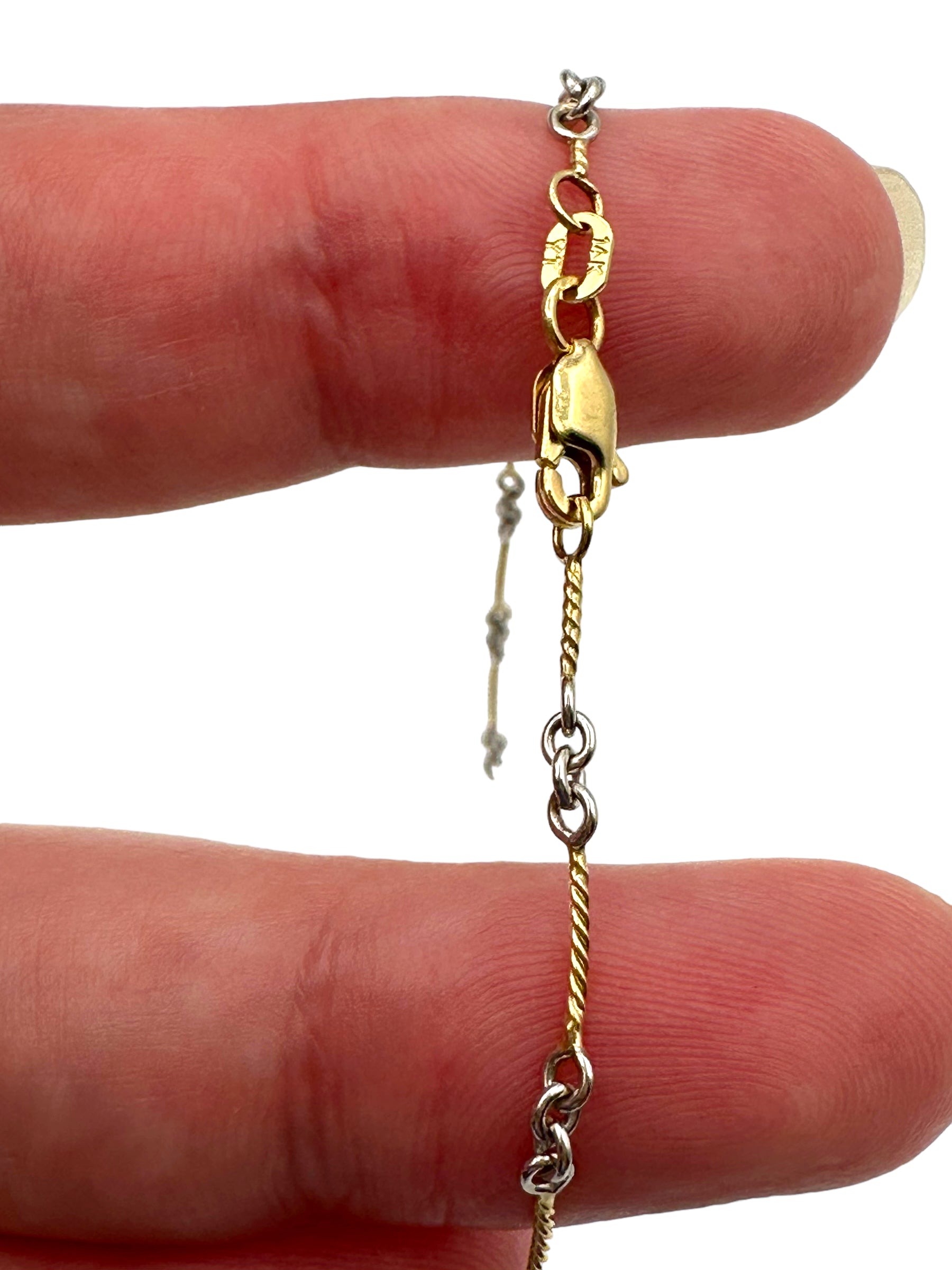 14k Two Tone Dog Bone Link Necklace