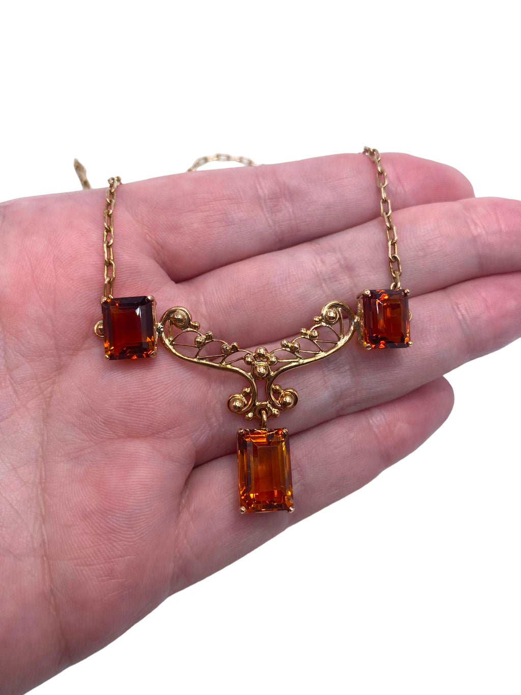 14k Rosy Gold Citrine Necklace