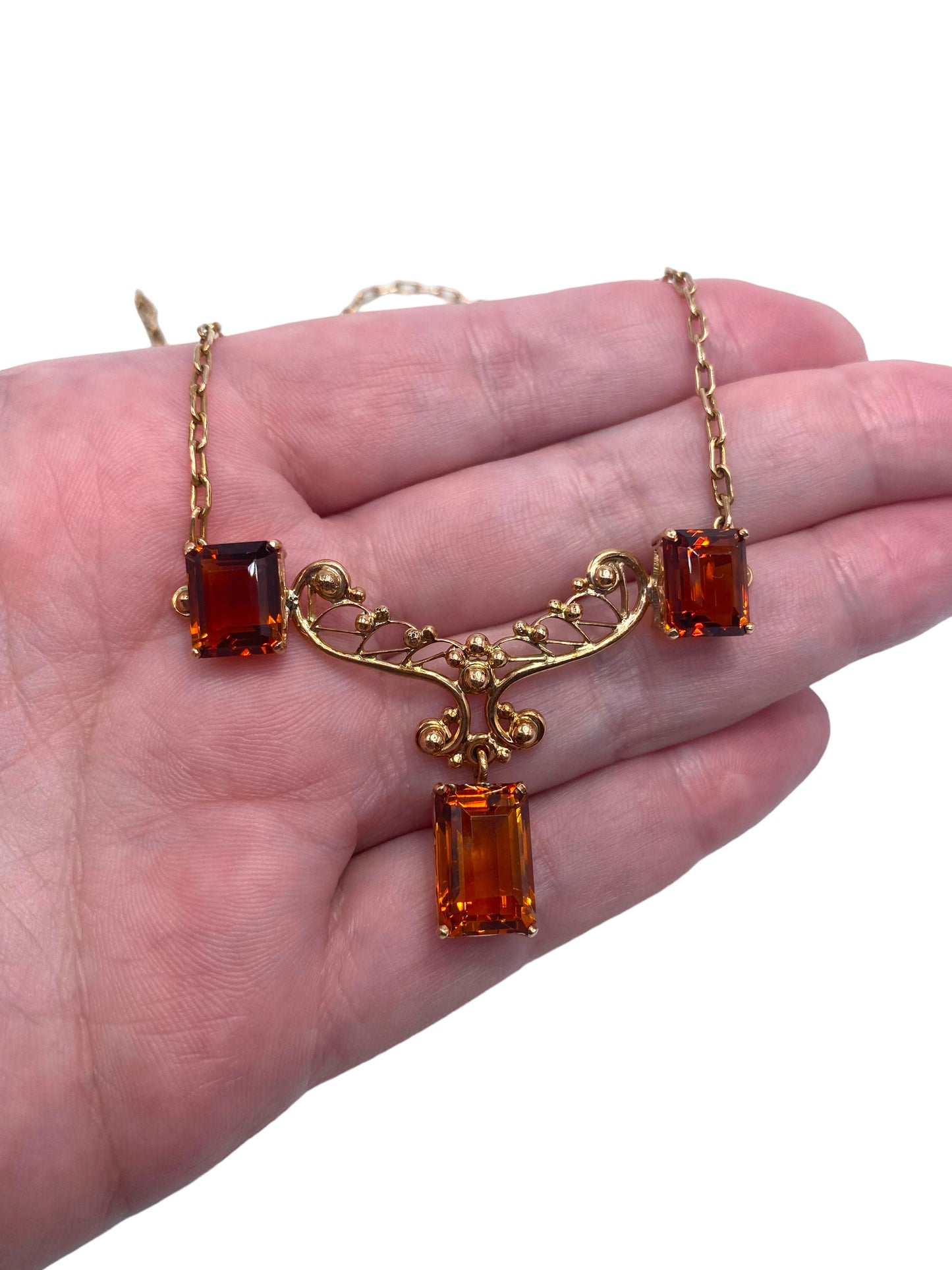 14k Rosy Gold Citrine Necklace