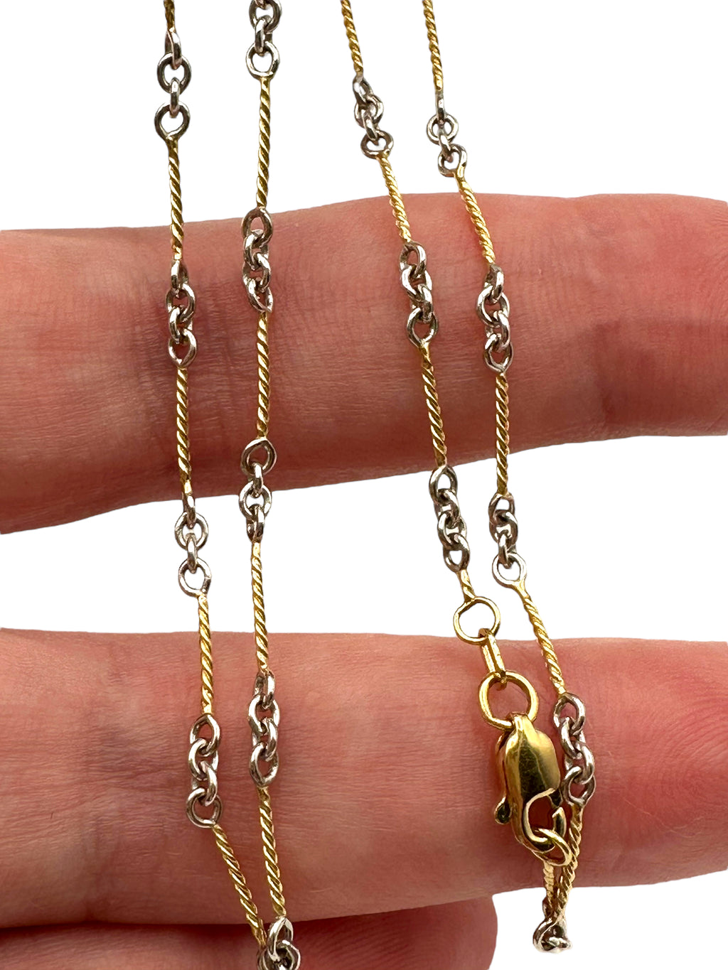 14k Two Tone Dog Bone Link Necklace