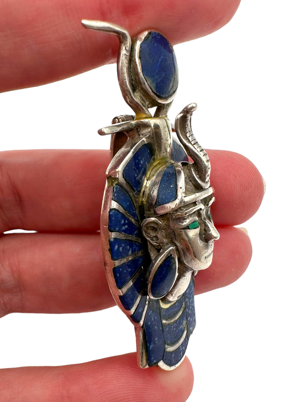 Sterling Silver Lapis Egyptian Pendant/Pin