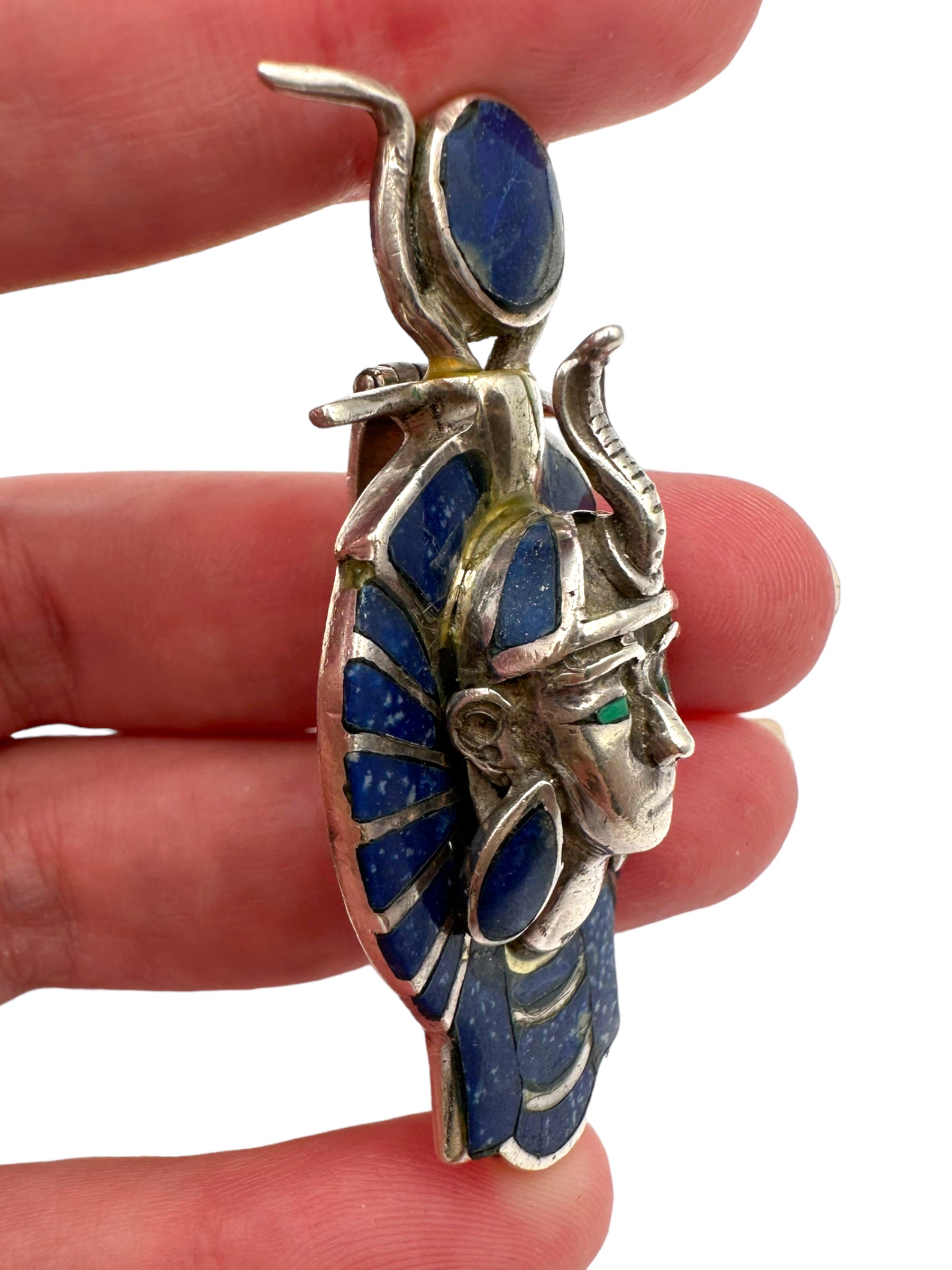 Sterling Silver Lapis Egyptian Pendant/Pin