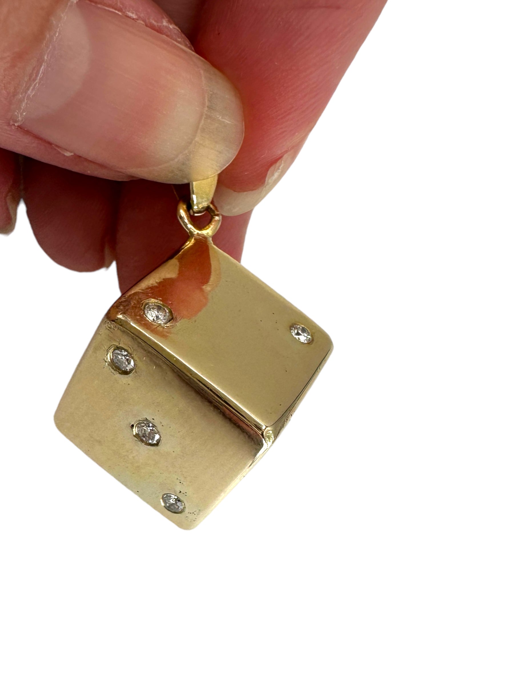 14k Diamond Die Pendant