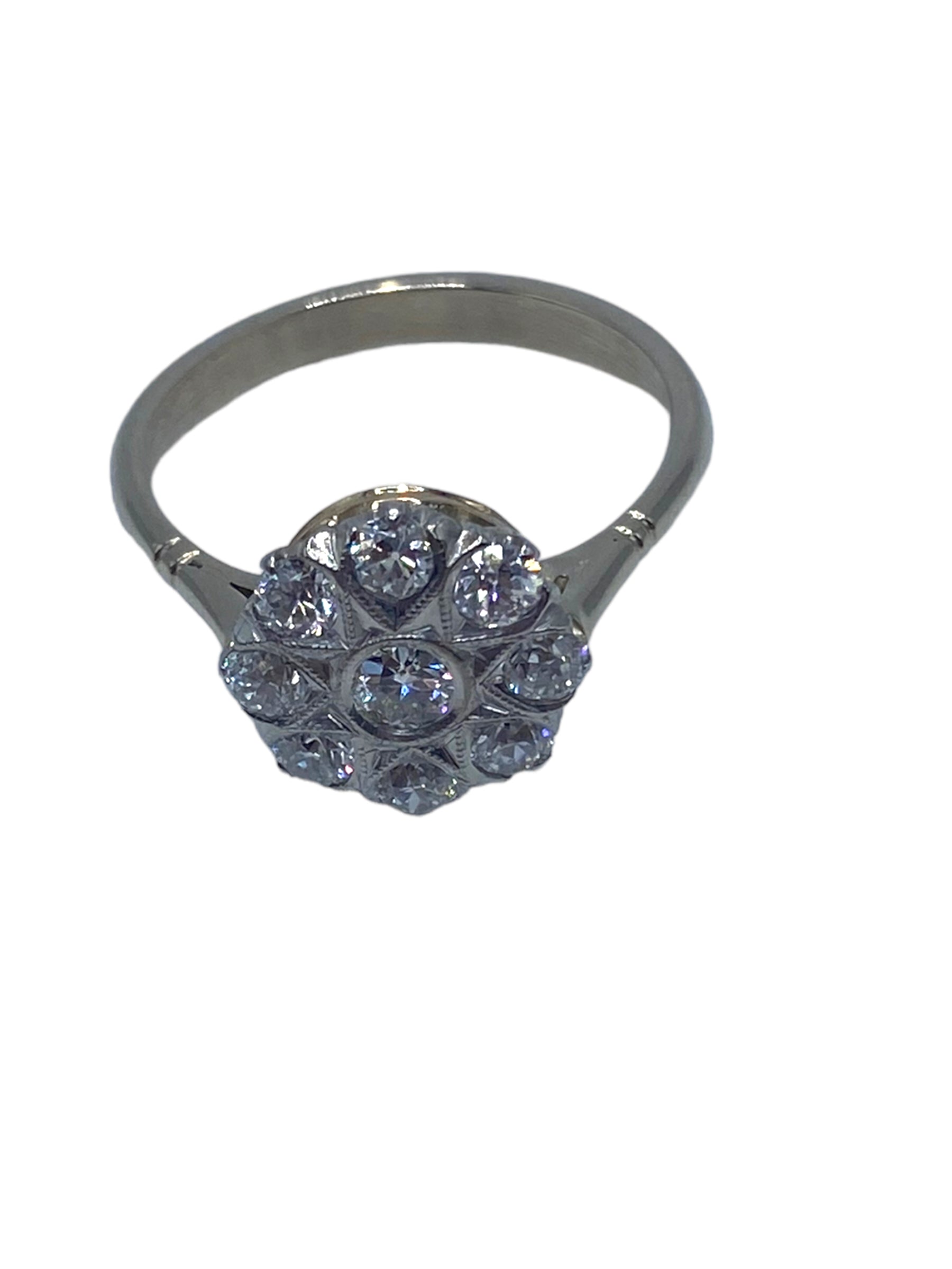 14k Platinum Victorian Style Star/ Flower Diamond Ring