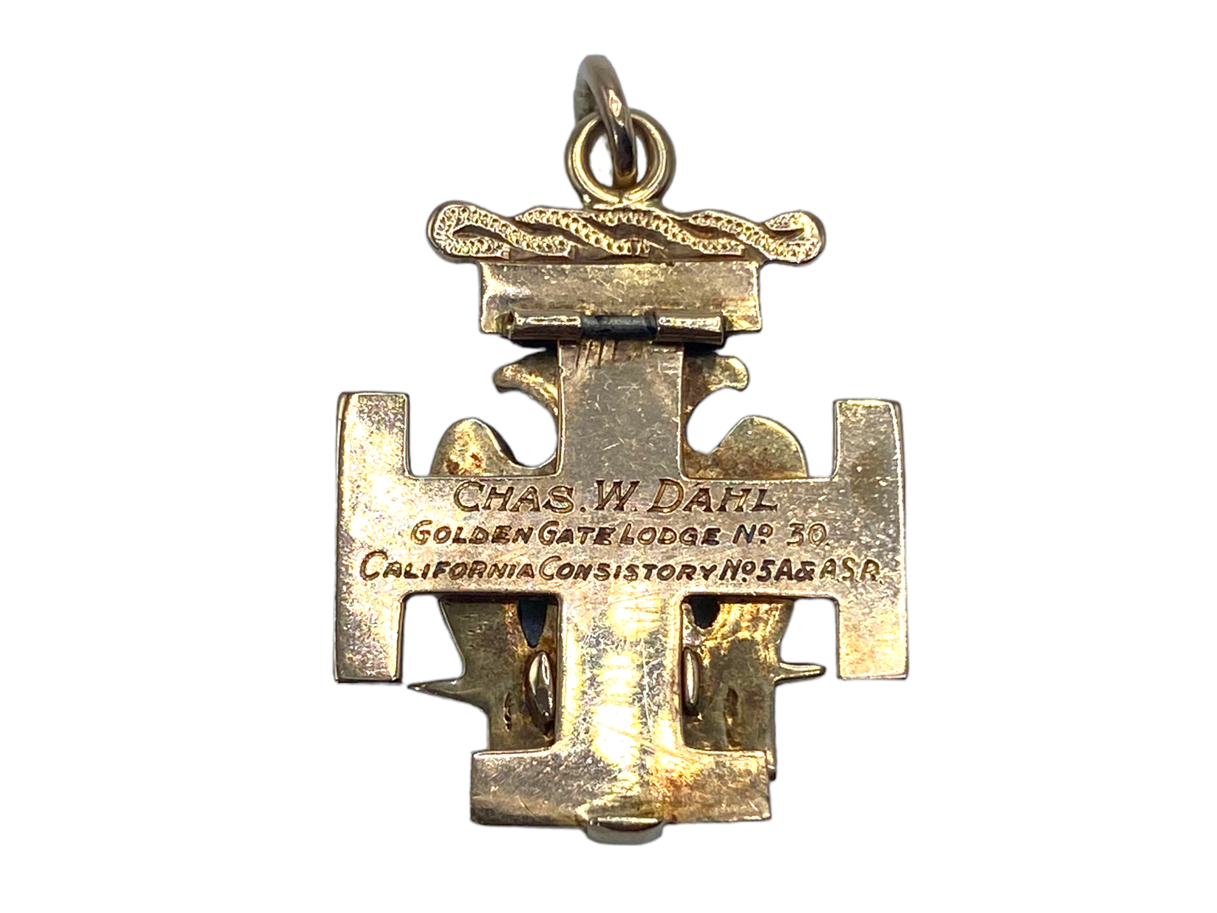 14k Masonic Enamel Eagle Charm