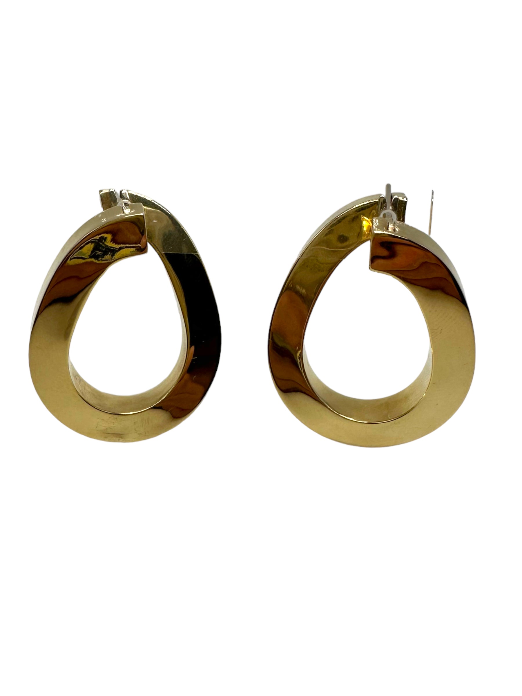 18k Large Chunky Offset Hoop Earrings