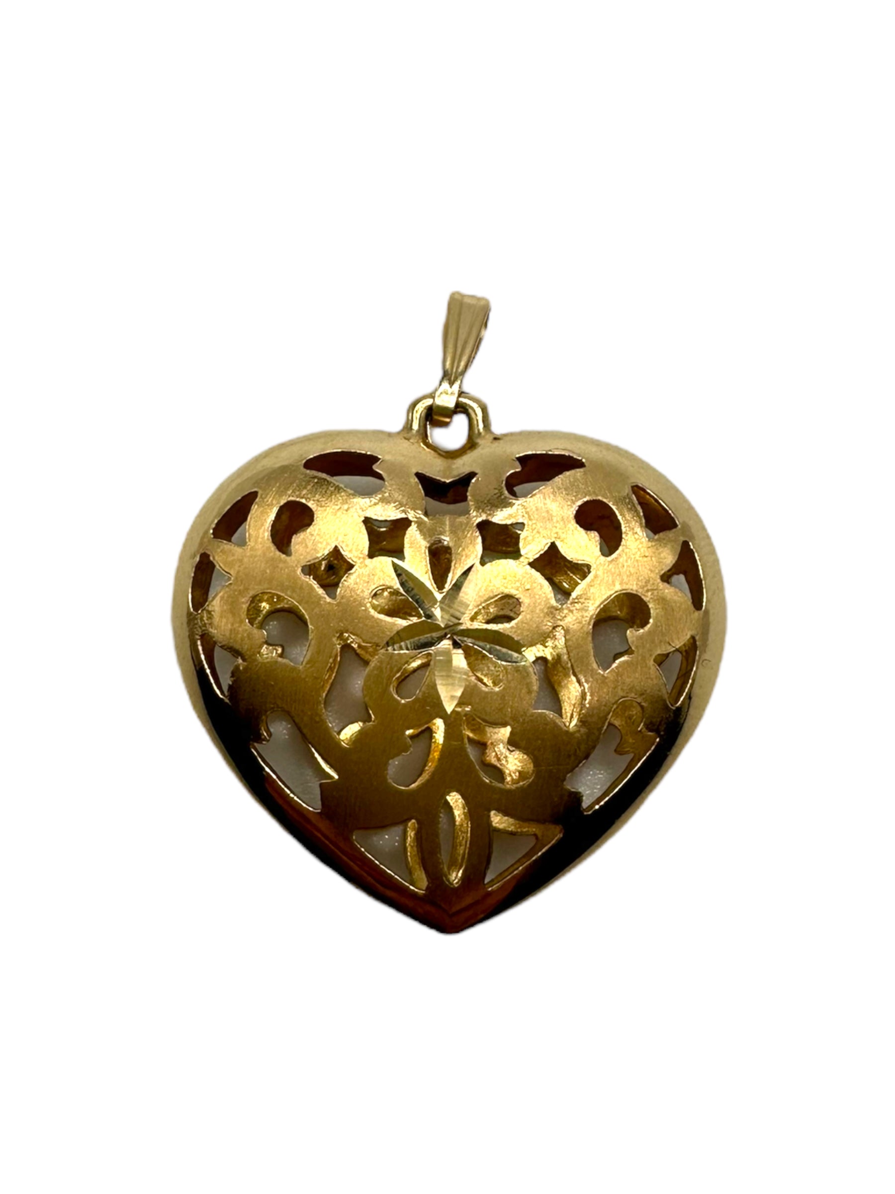 14k Pierced Puffy Heart Pendant