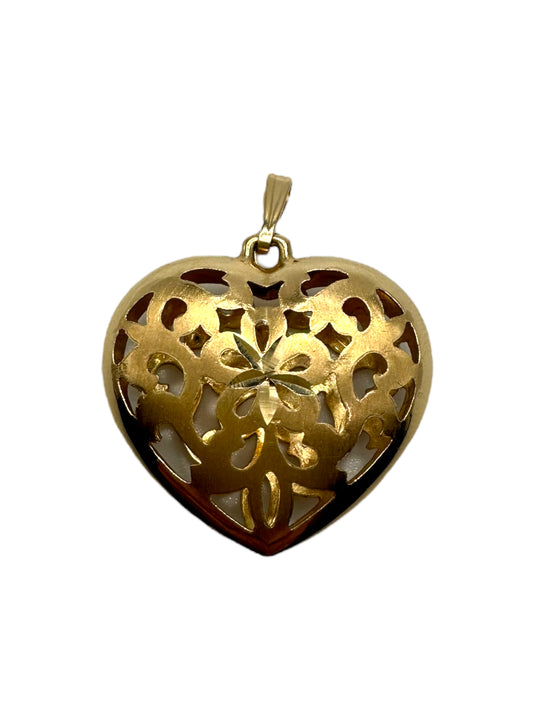 14k Pierced Puffy Heart Pendant