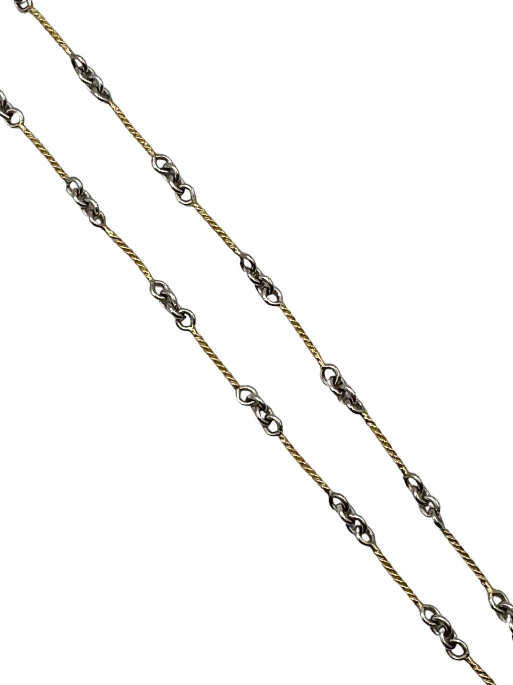 14k Two Tone Dog Bone Link Necklace
