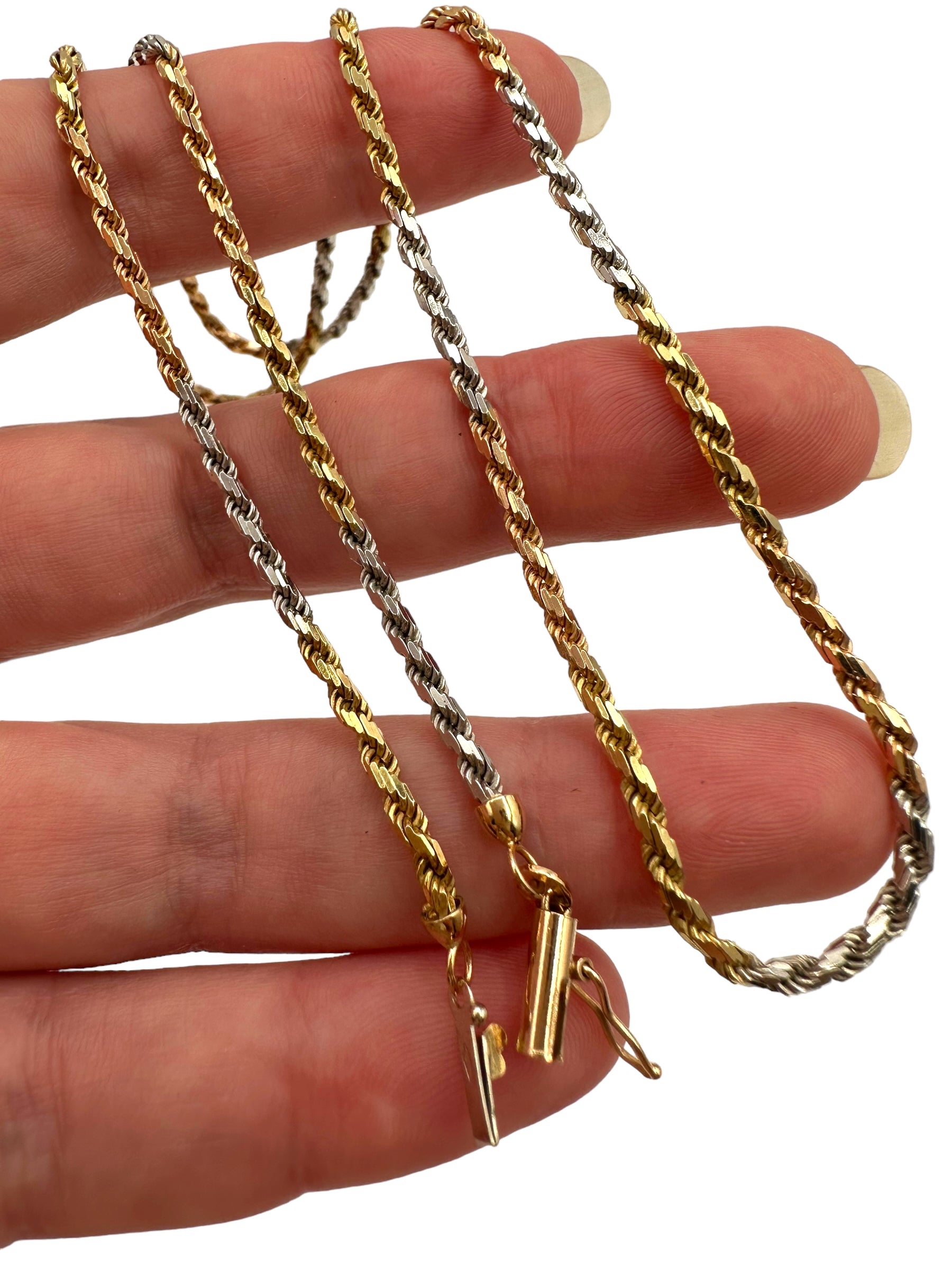 14k Tri-tone Rope Necklace