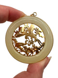 14k Large Jade Crane Pendant