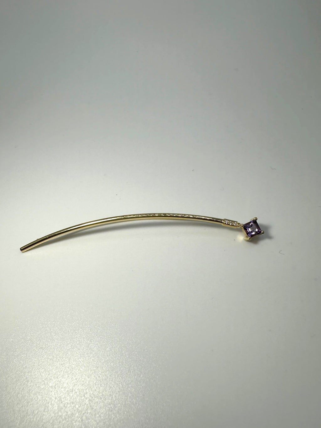14k Amethyst Diamond Pin