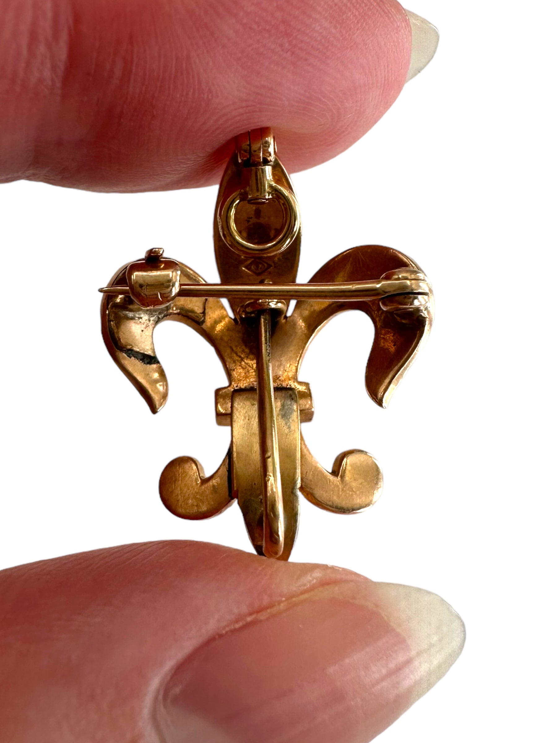 14k Victorian Pearl Fleur de Lis Pin/ Pendant