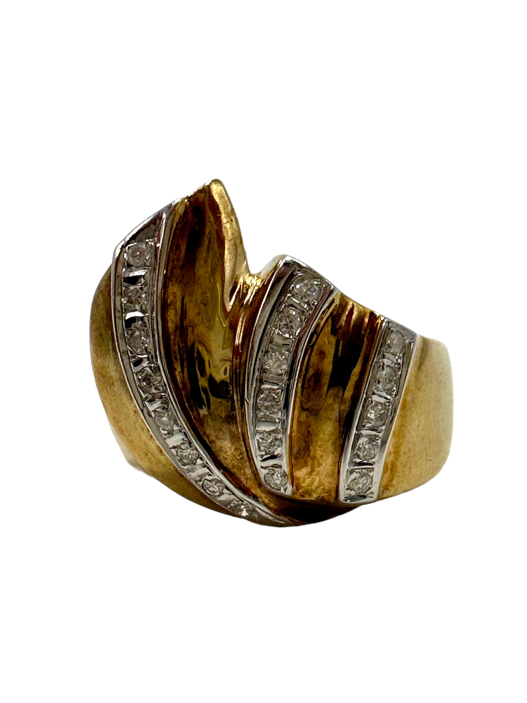 14k Diamond Wave Ring