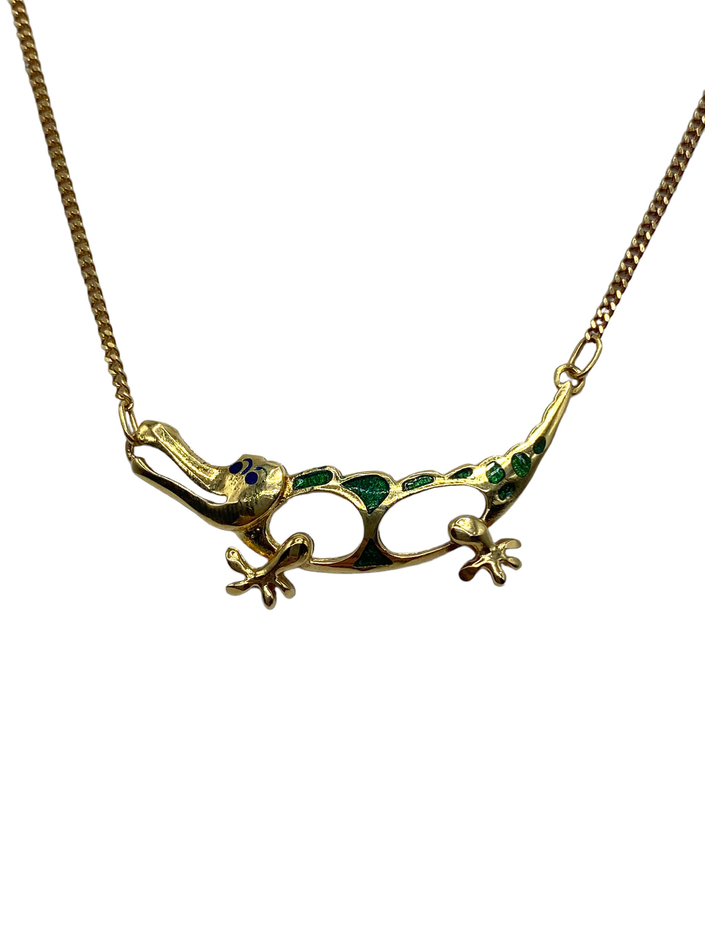 18k Enamel Alligator Necklace