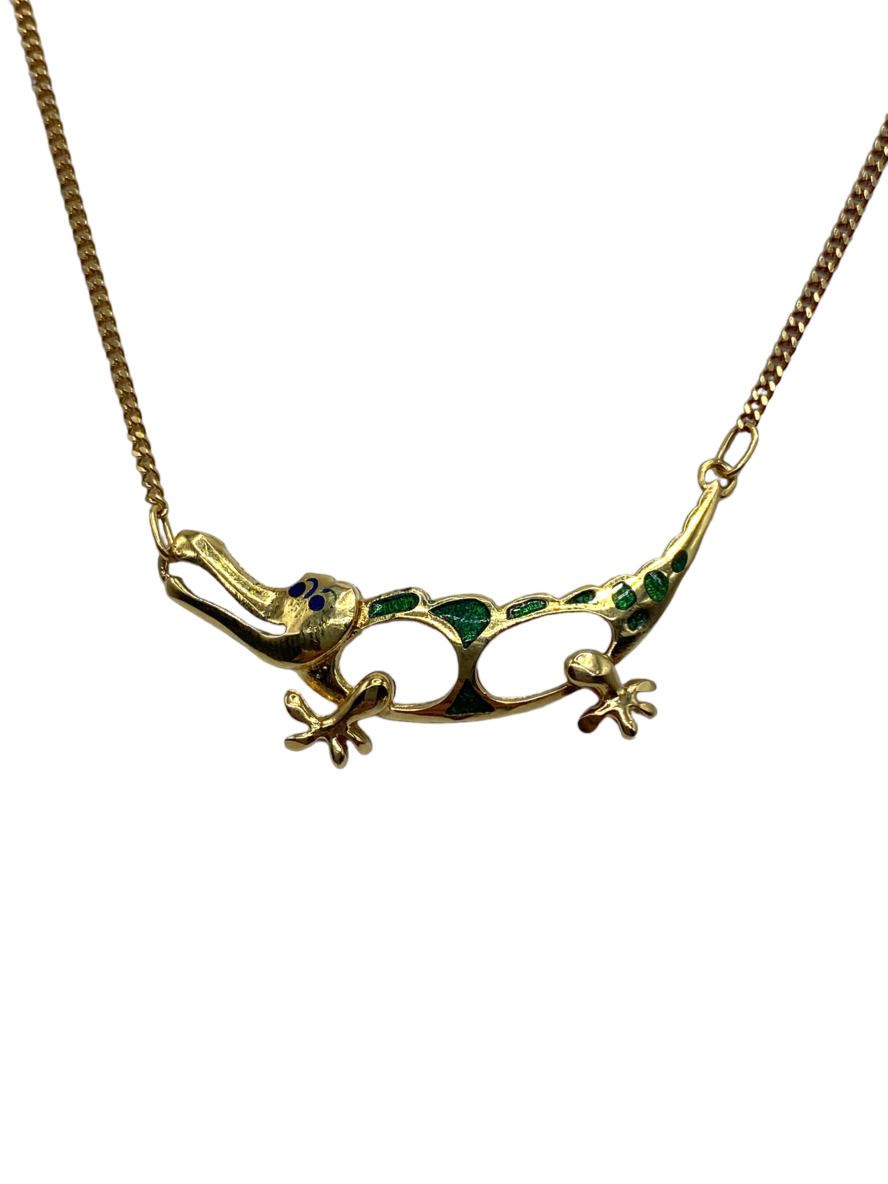 18k Enamel Alligator Necklace
