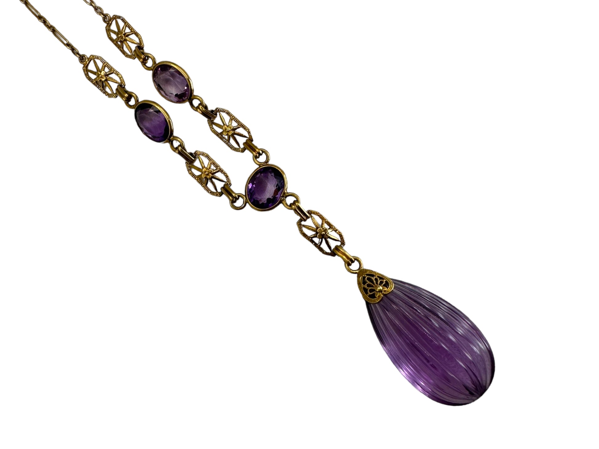 14k Amethyst Lavaliere Necklace