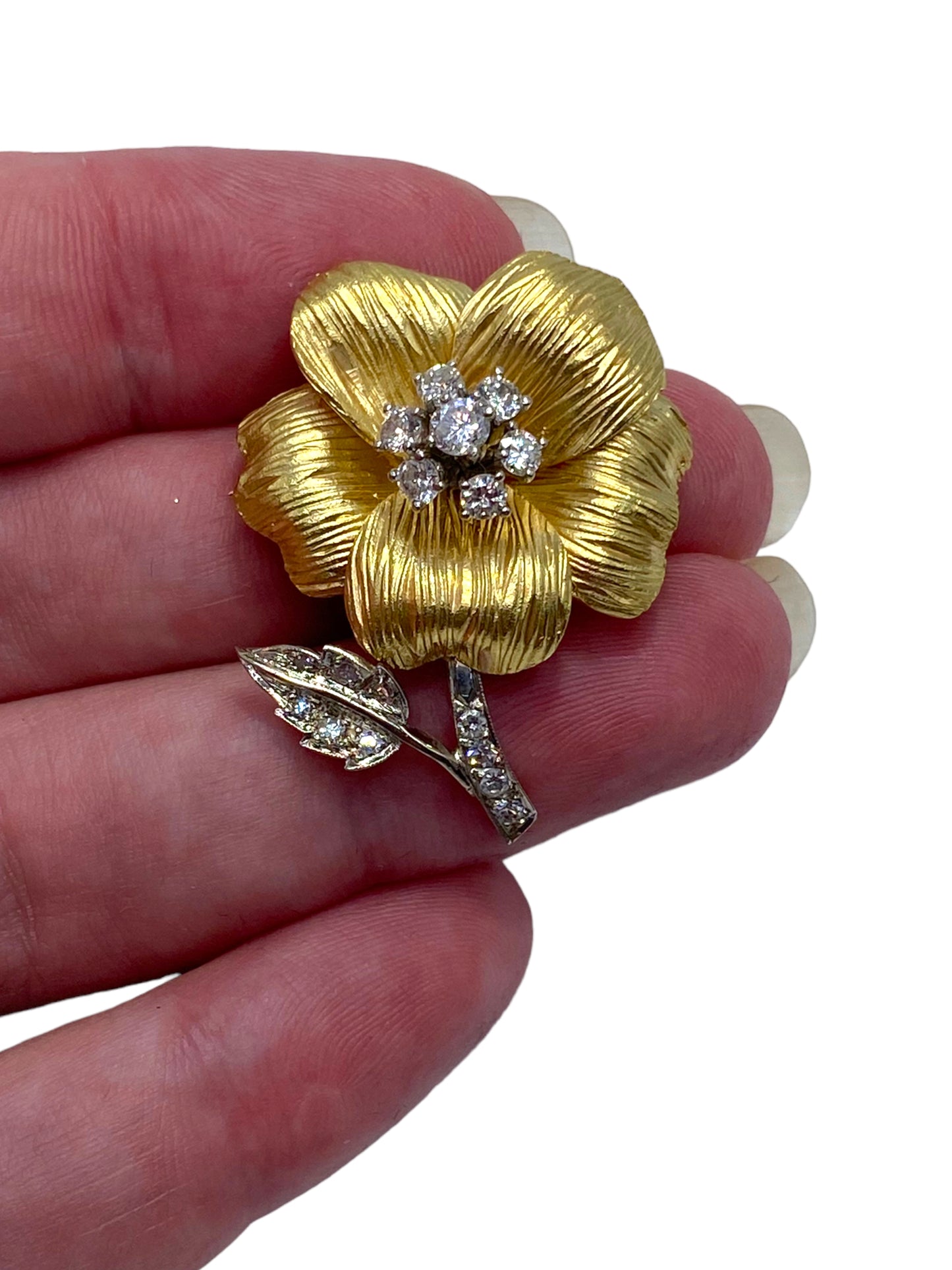 18k Hammerman Bros Flower Brooch