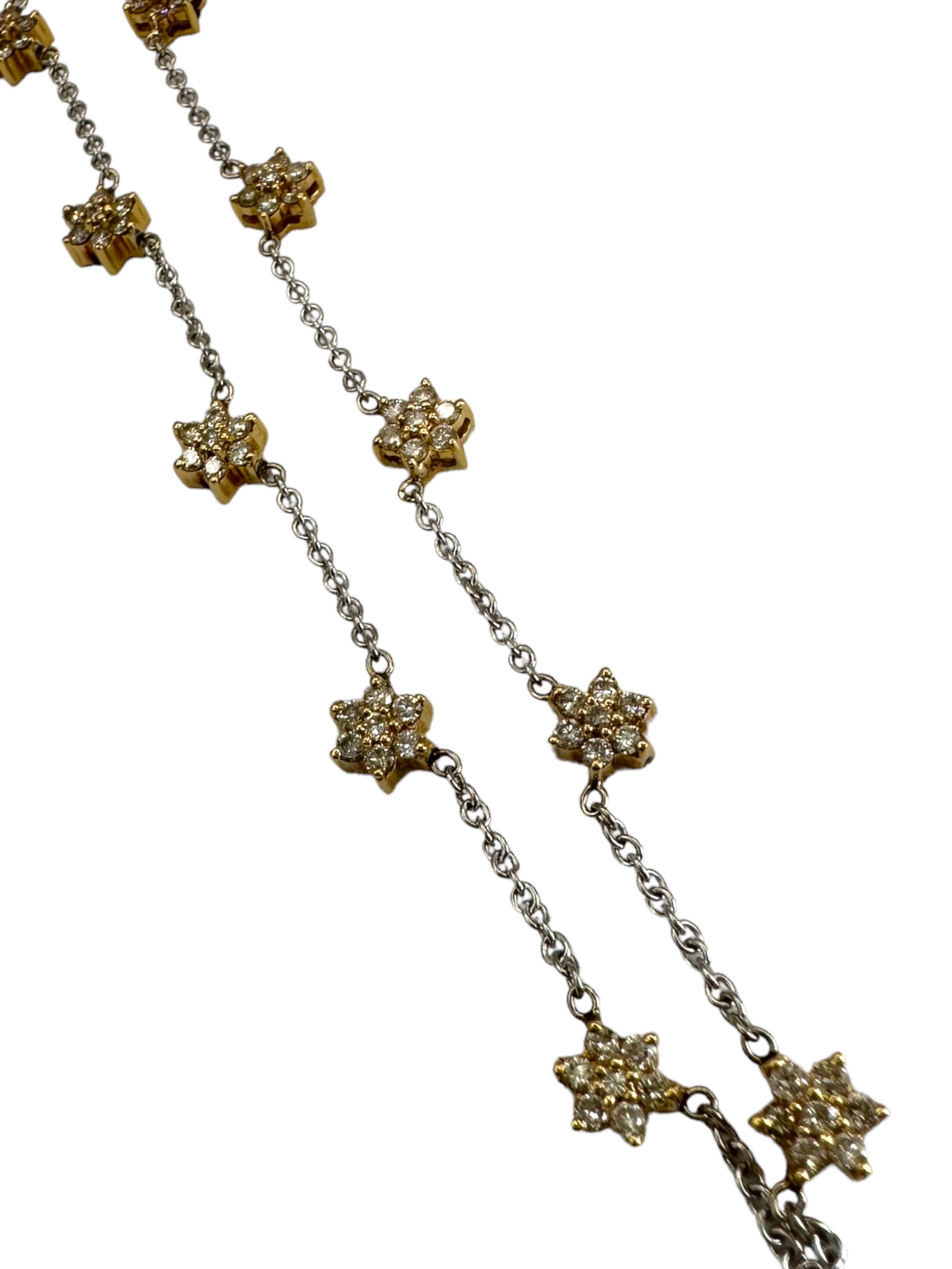 14k Two-tone Diamond Star Station Necklace