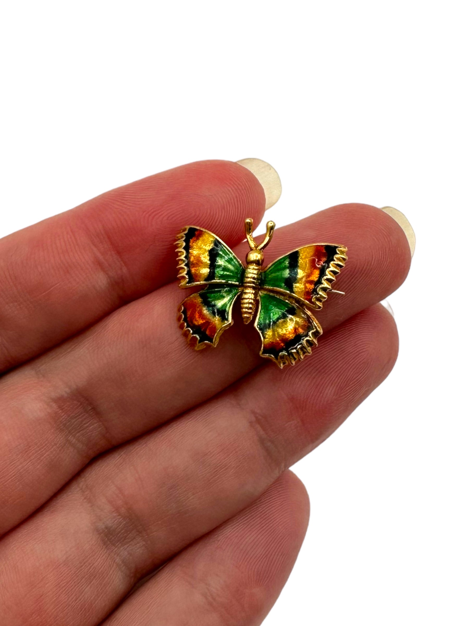 18k Enamel Butterfly Pin