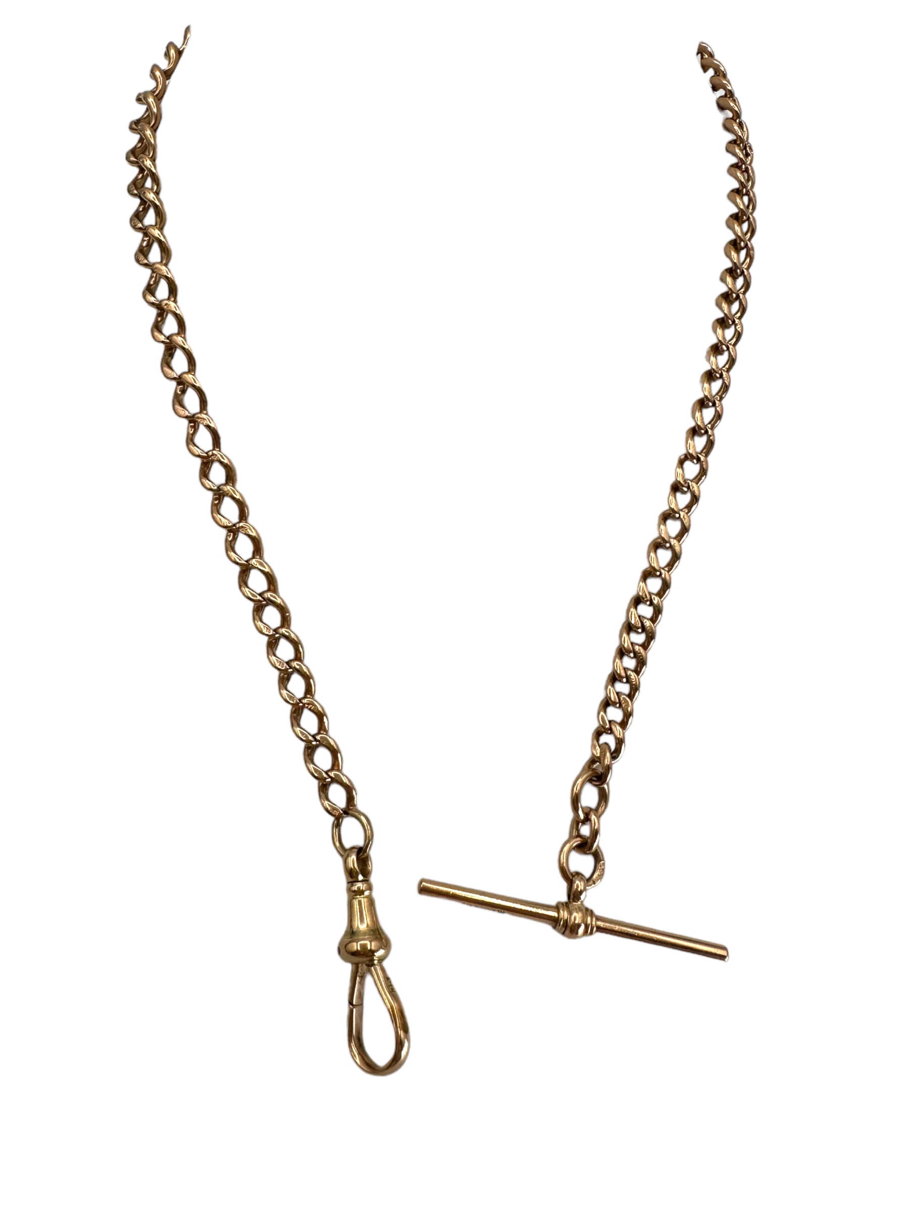9k Graduated Curb Watch Chain