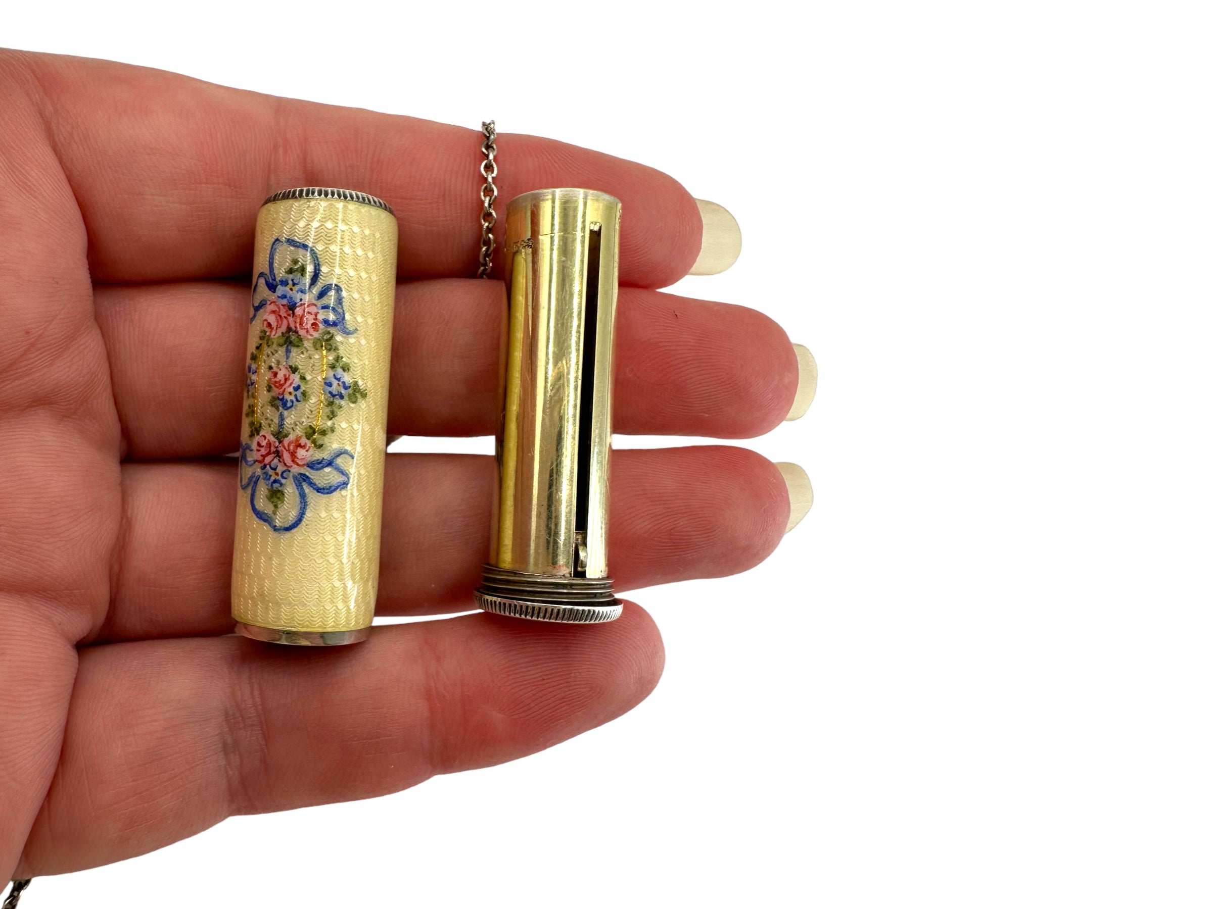 Silver Enamel Lipstick Necklace