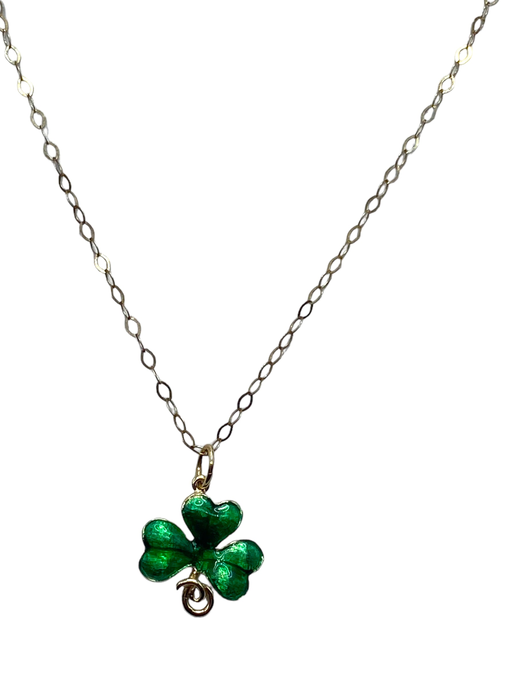 14k Clover Enamel Pendant Necklace