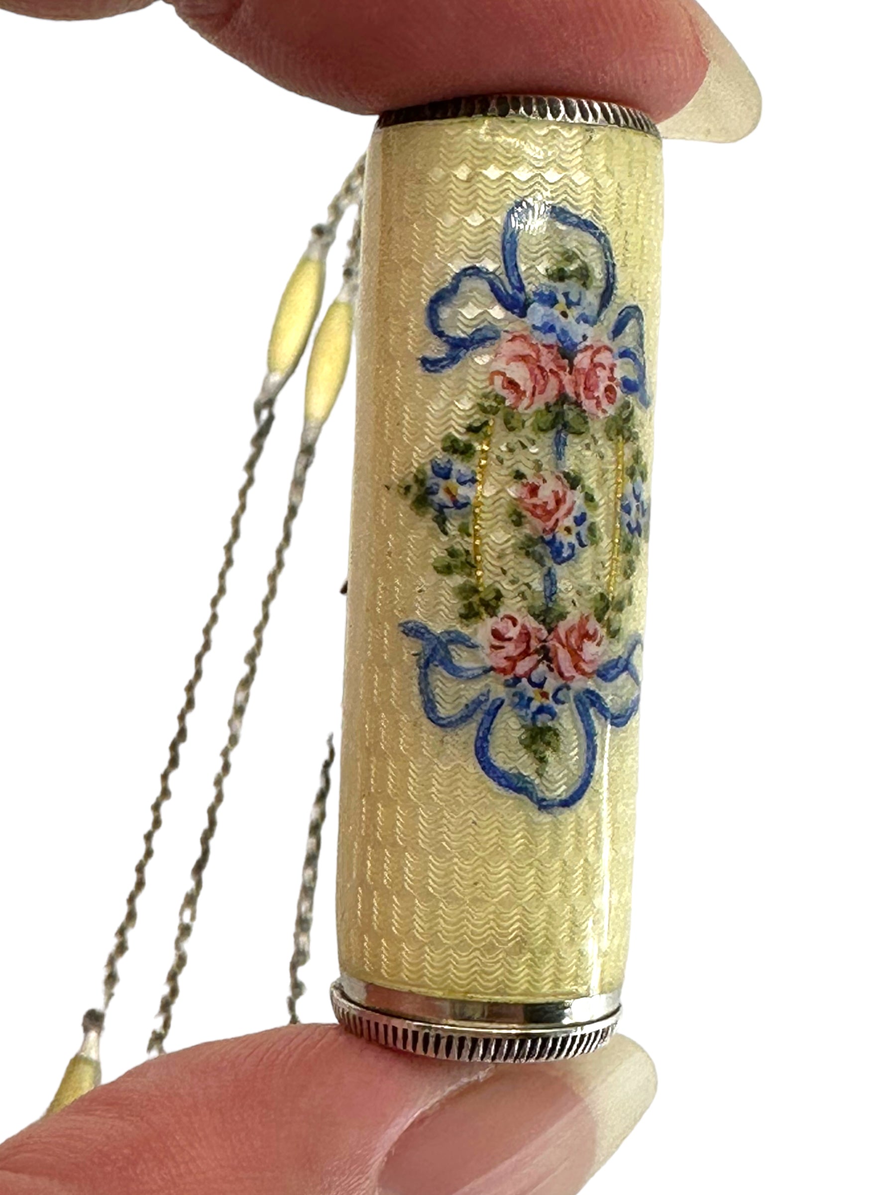 Silver Enamel Lipstick Necklace