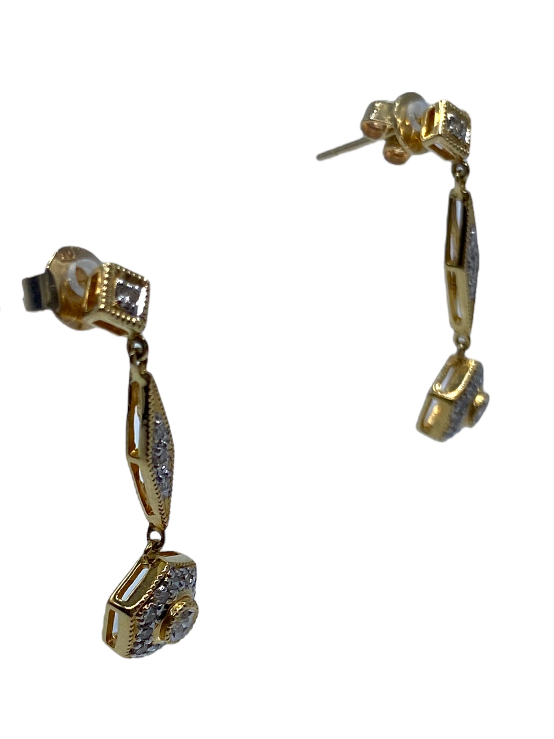 14k Diamond Drop Earrings