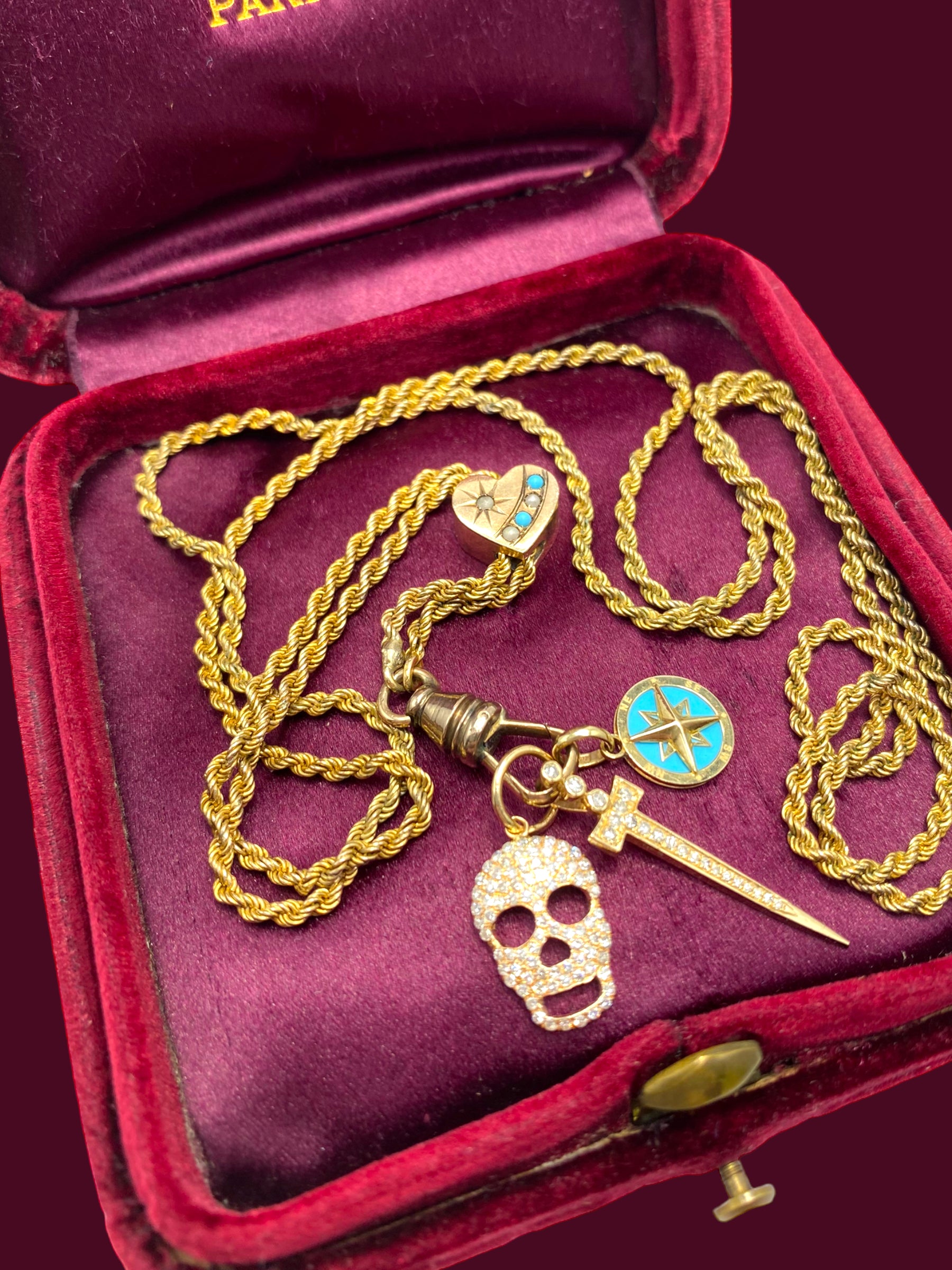 14k Diamond Skull Pendant