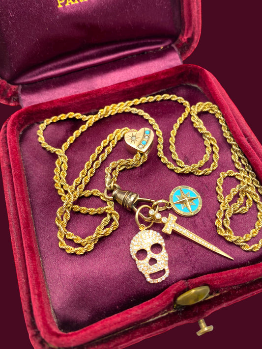 14k Diamond Skull Pendant