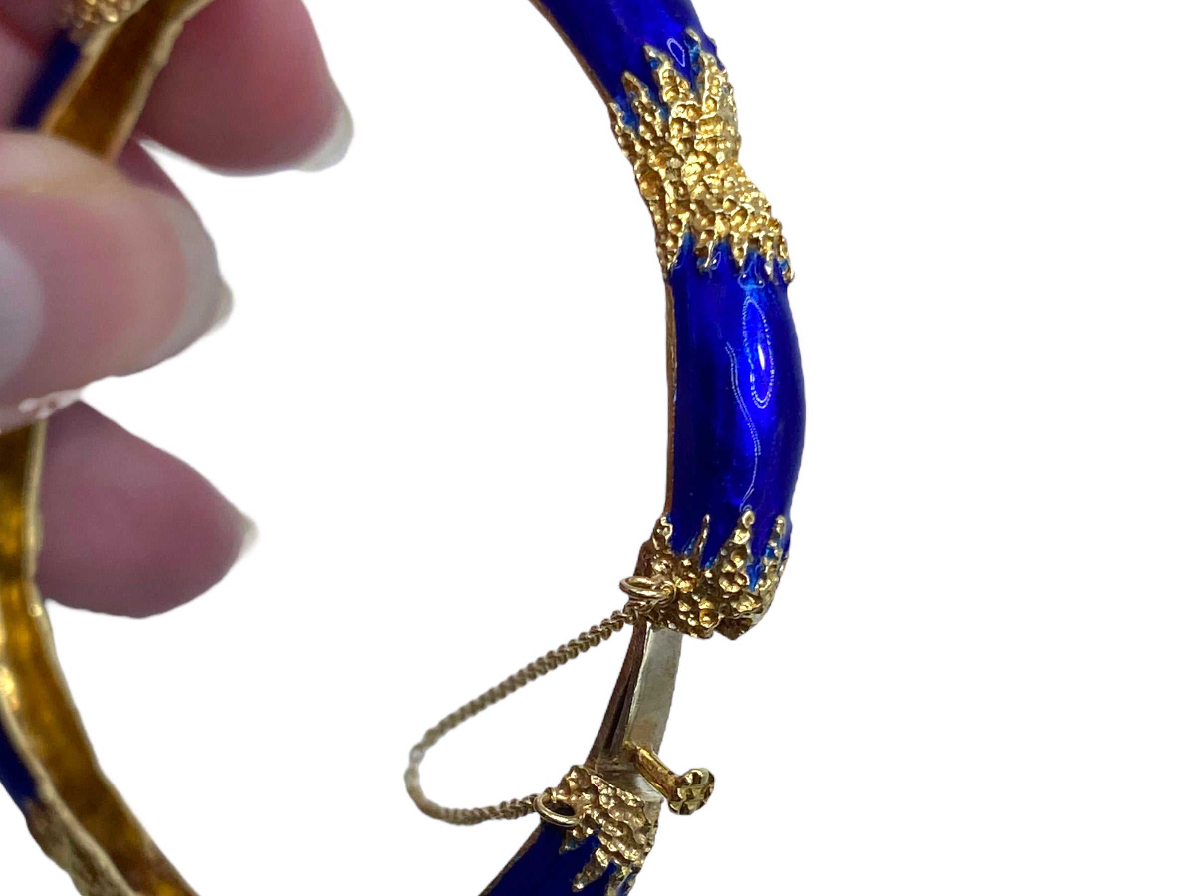 14k Blue Enamel Bangle Bracelet
