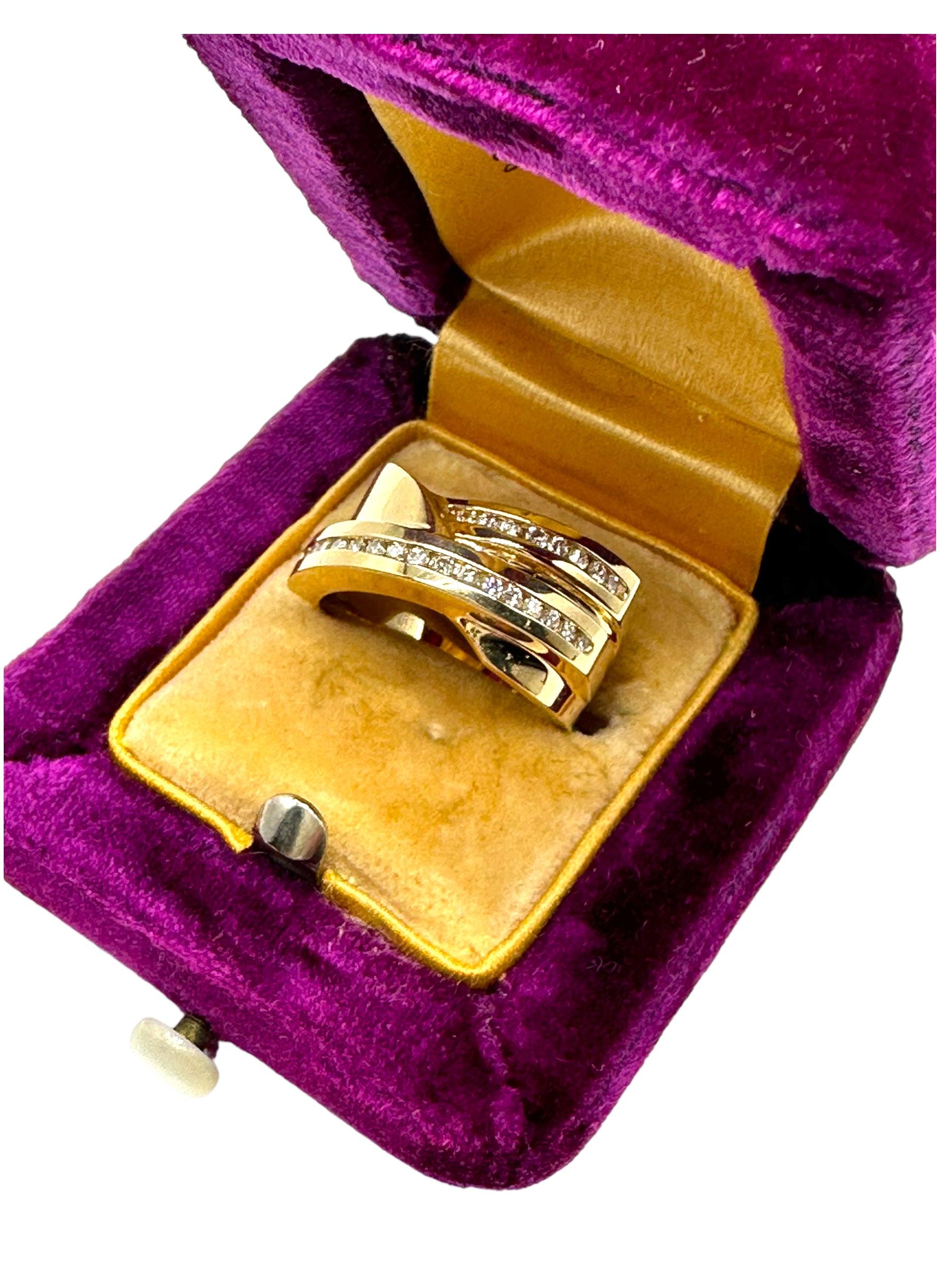 14k Diamond Crossover Ring