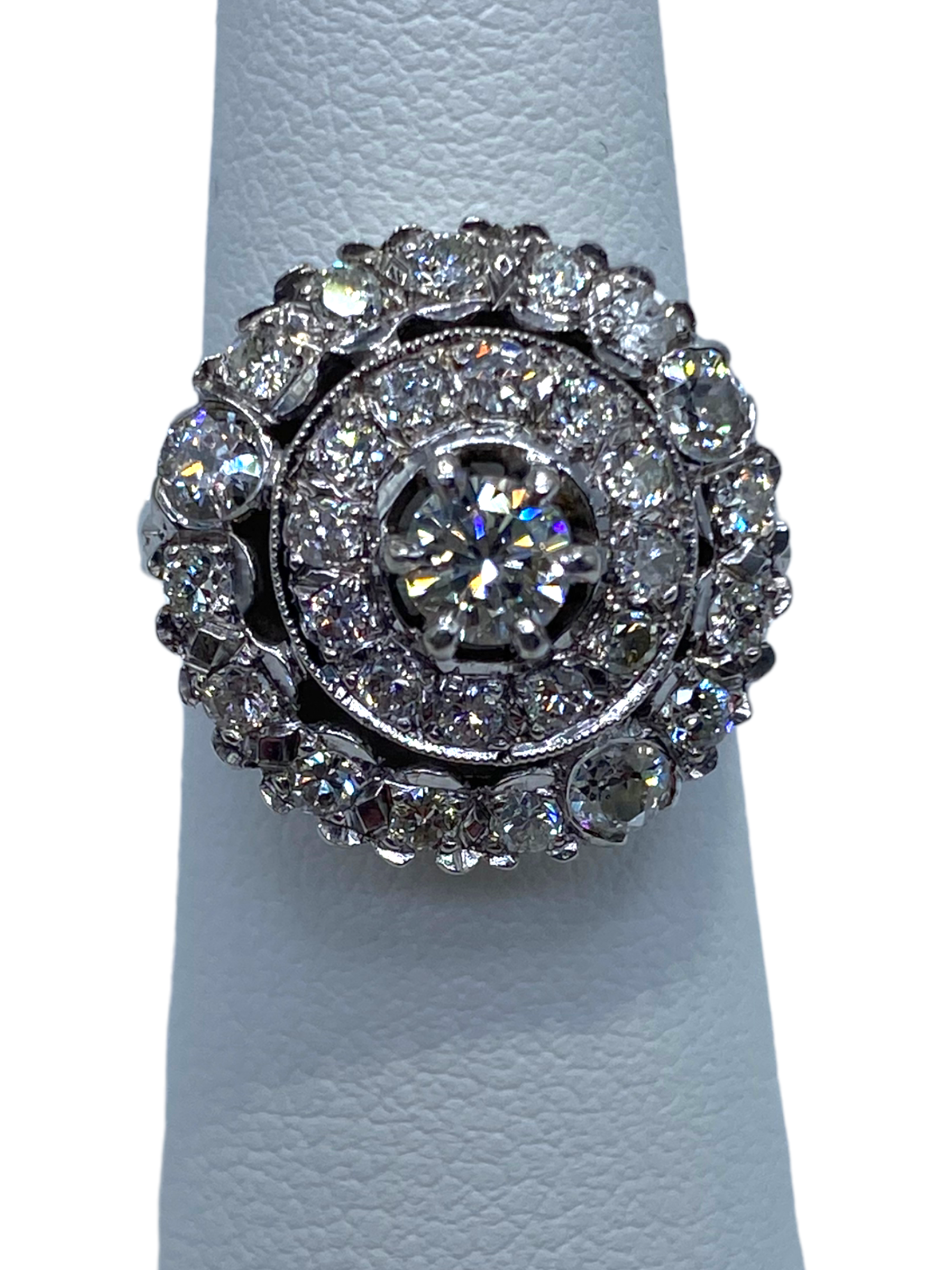 14k Diamond Bullseye Ring