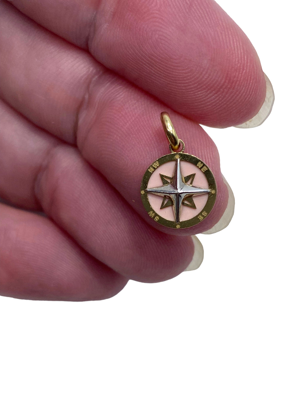 14k Pink Enamel Compass Charm