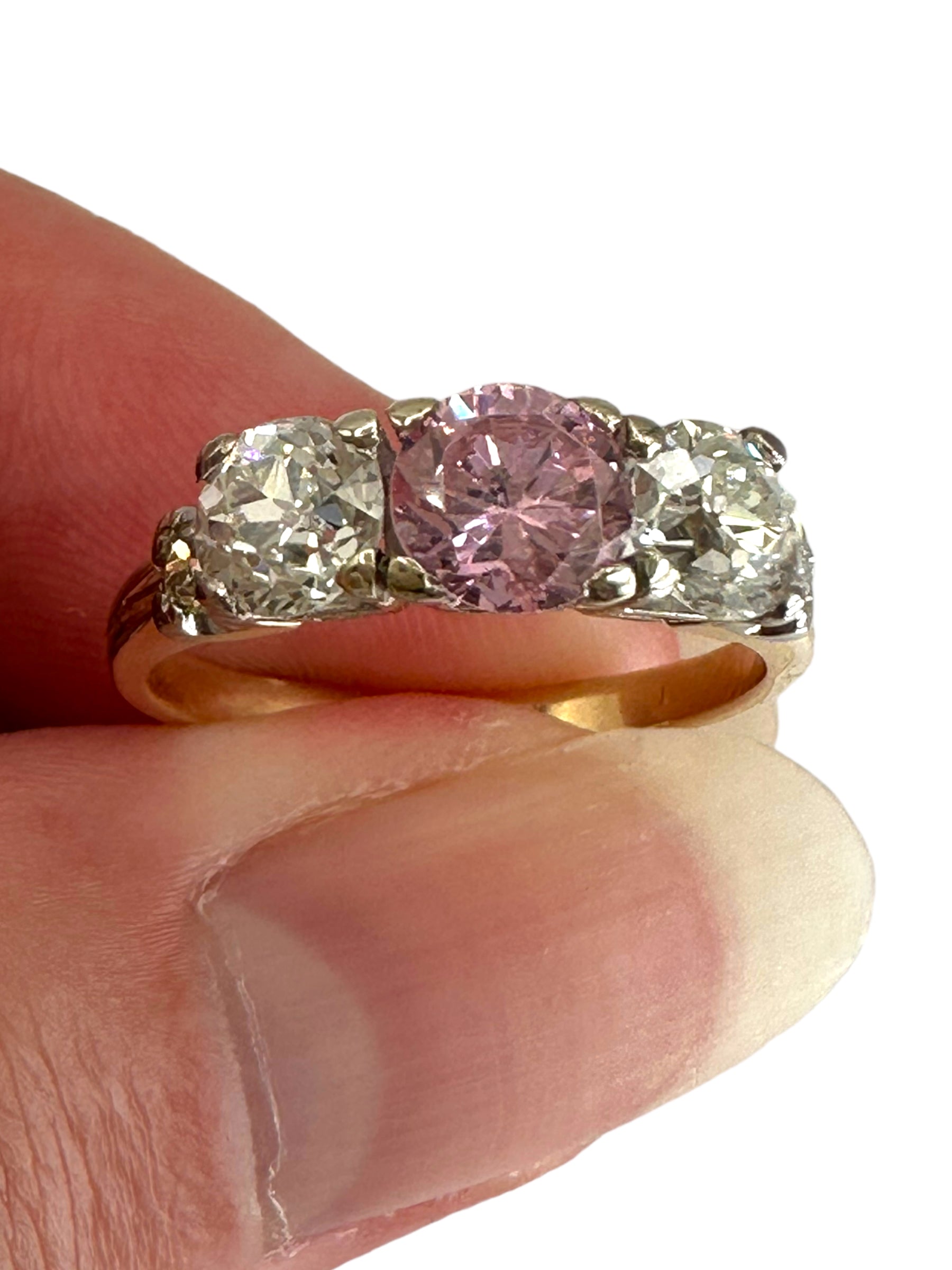14k Diamond Pink Zircon Ring