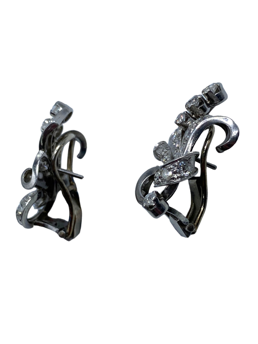 Platinum Diamond Mid-century Earrings
