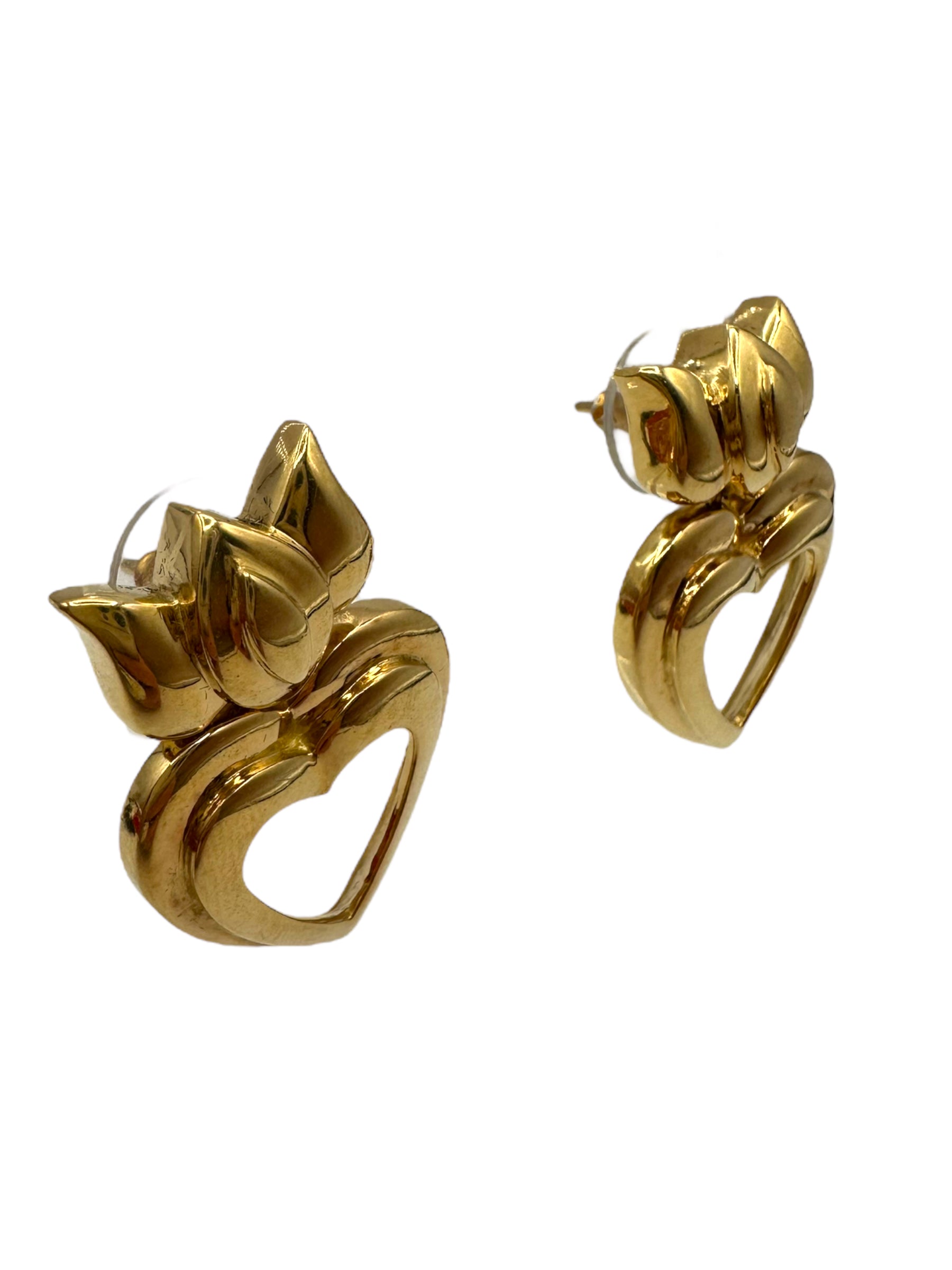 18k Heart Lotus Drop Earrings