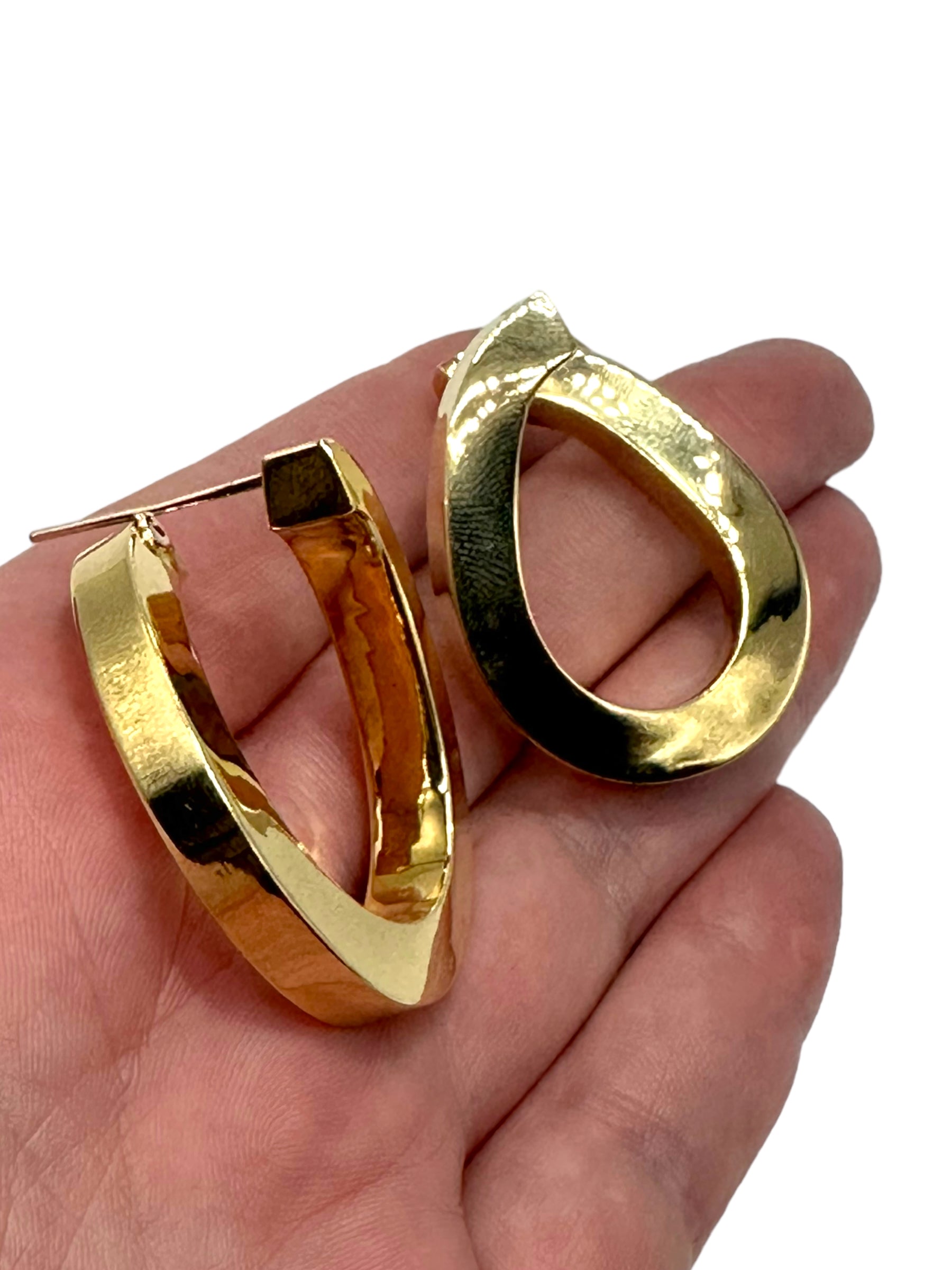 18k Large Chunky Offset Hoop Earrings