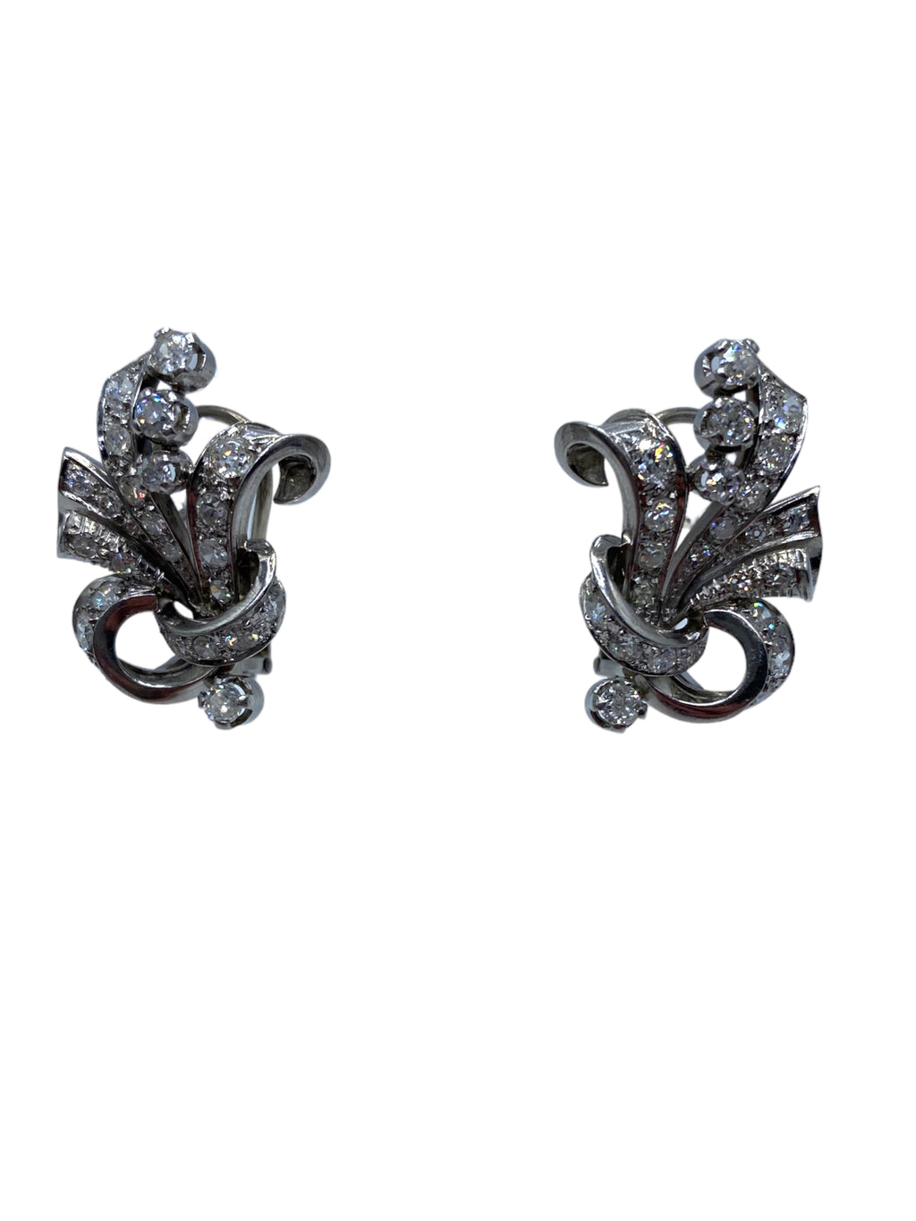 Platinum Diamond Mid-century Earrings