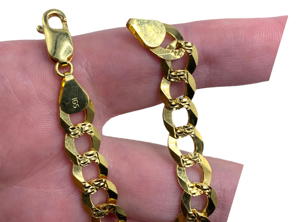 14k Flattened Curb Charm Bracelet